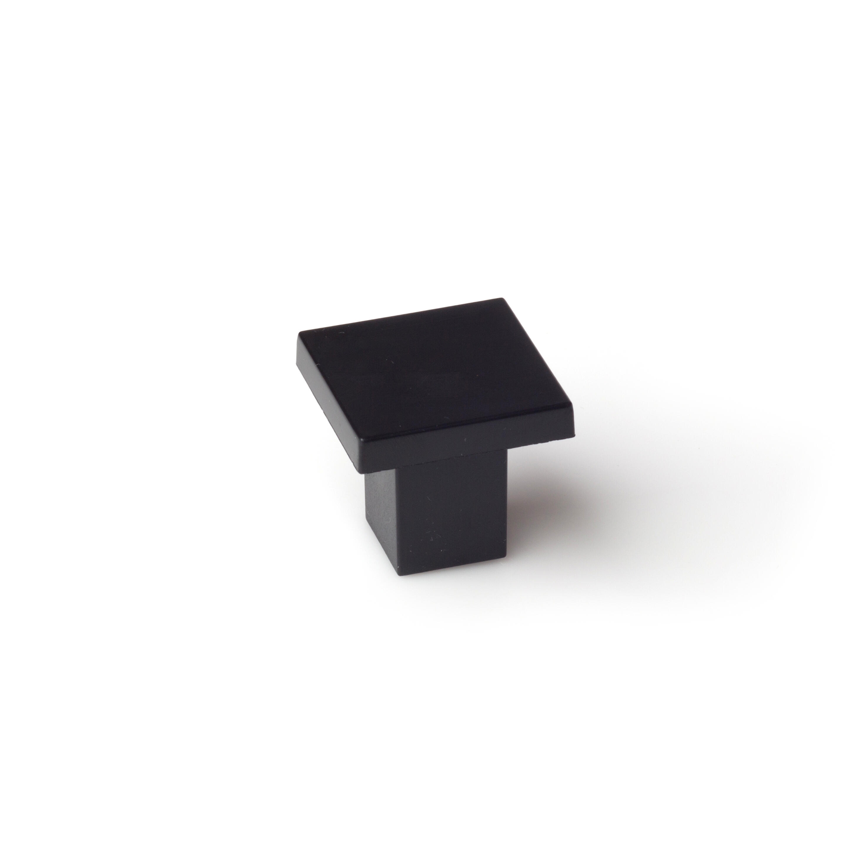 6 boutons de meuble carrés, abs noir, l.30 mm - 5