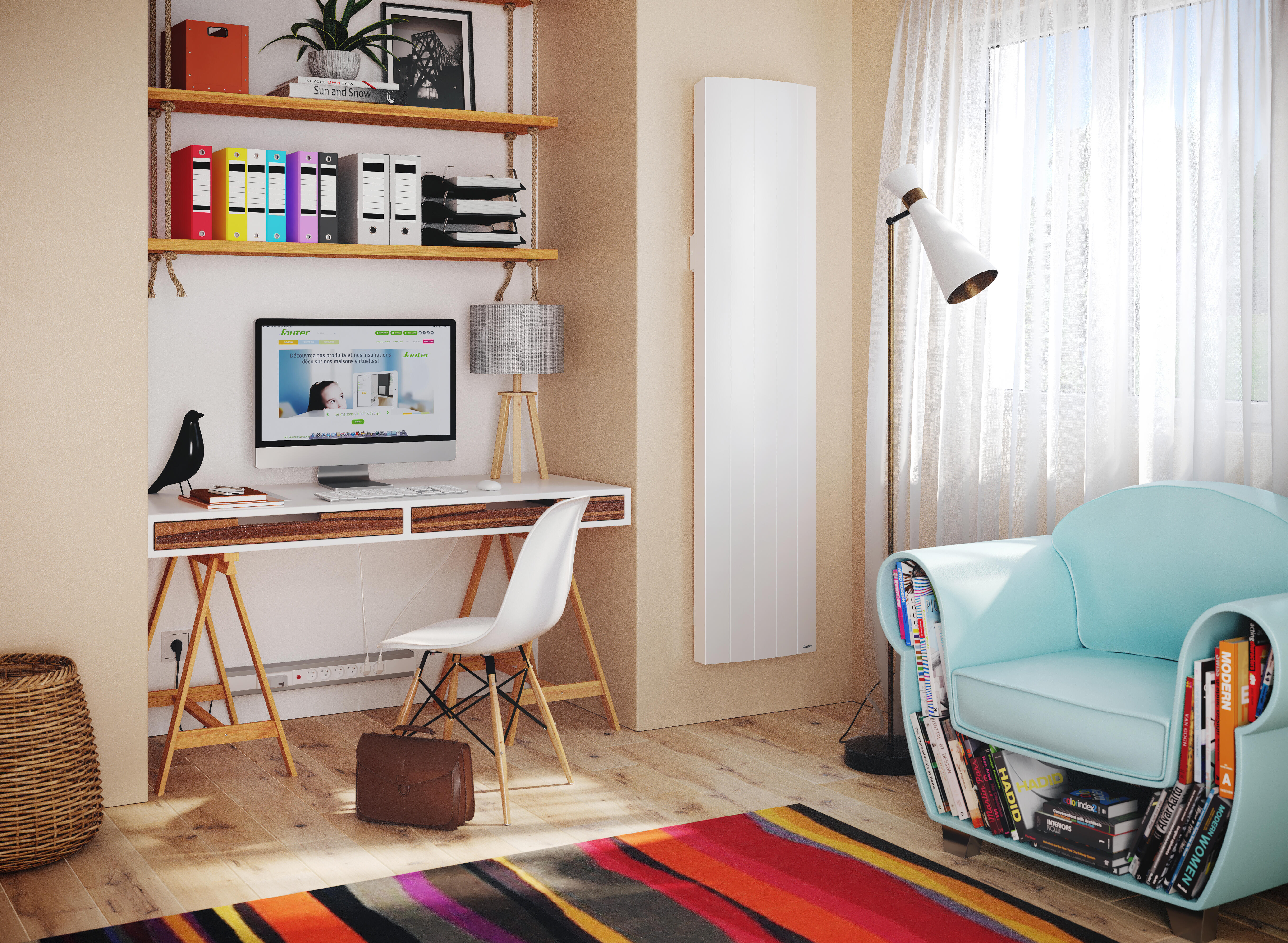 Radiateur électrique connecté à inertie fluide 1000W SAUTER Ipala vertical blanc - 3