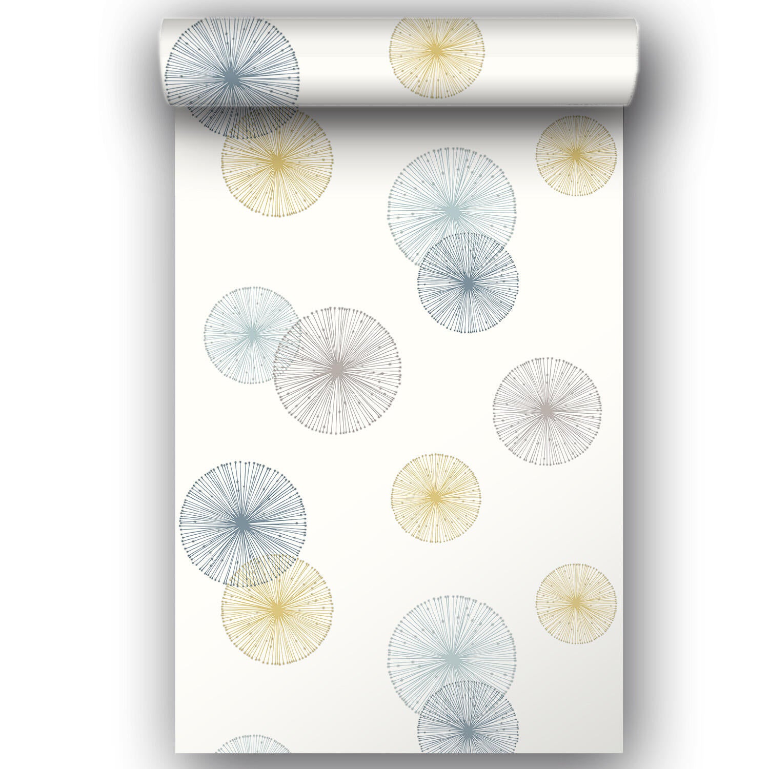 Papier peint intissé Solane blanc, gris et jaune - 4