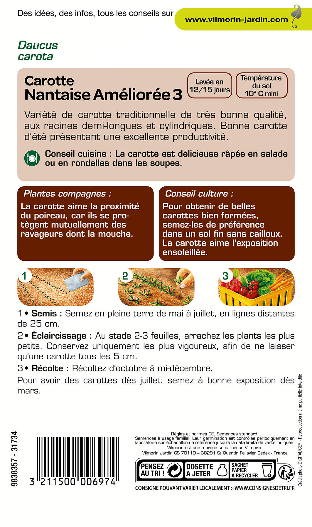 Graines de carotte VILMORIN 4 g - 2