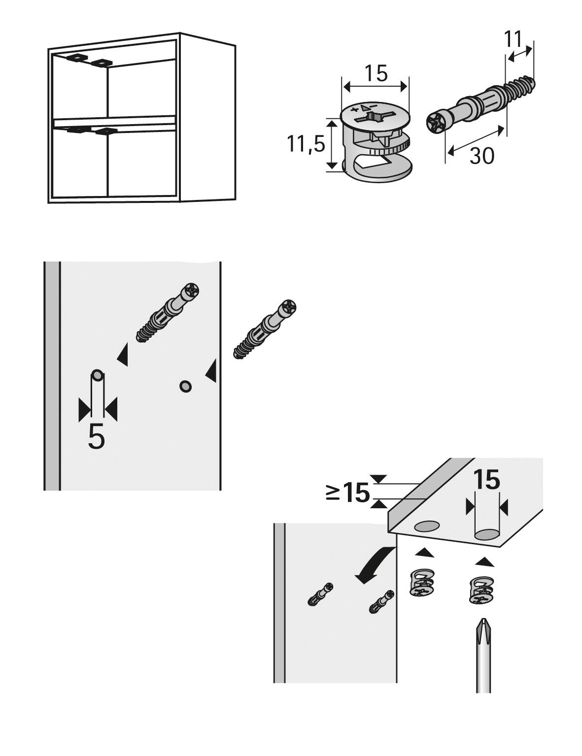 Lot de 8 Ferrures Gris 89329 HETTICH, l.93 mm - 2