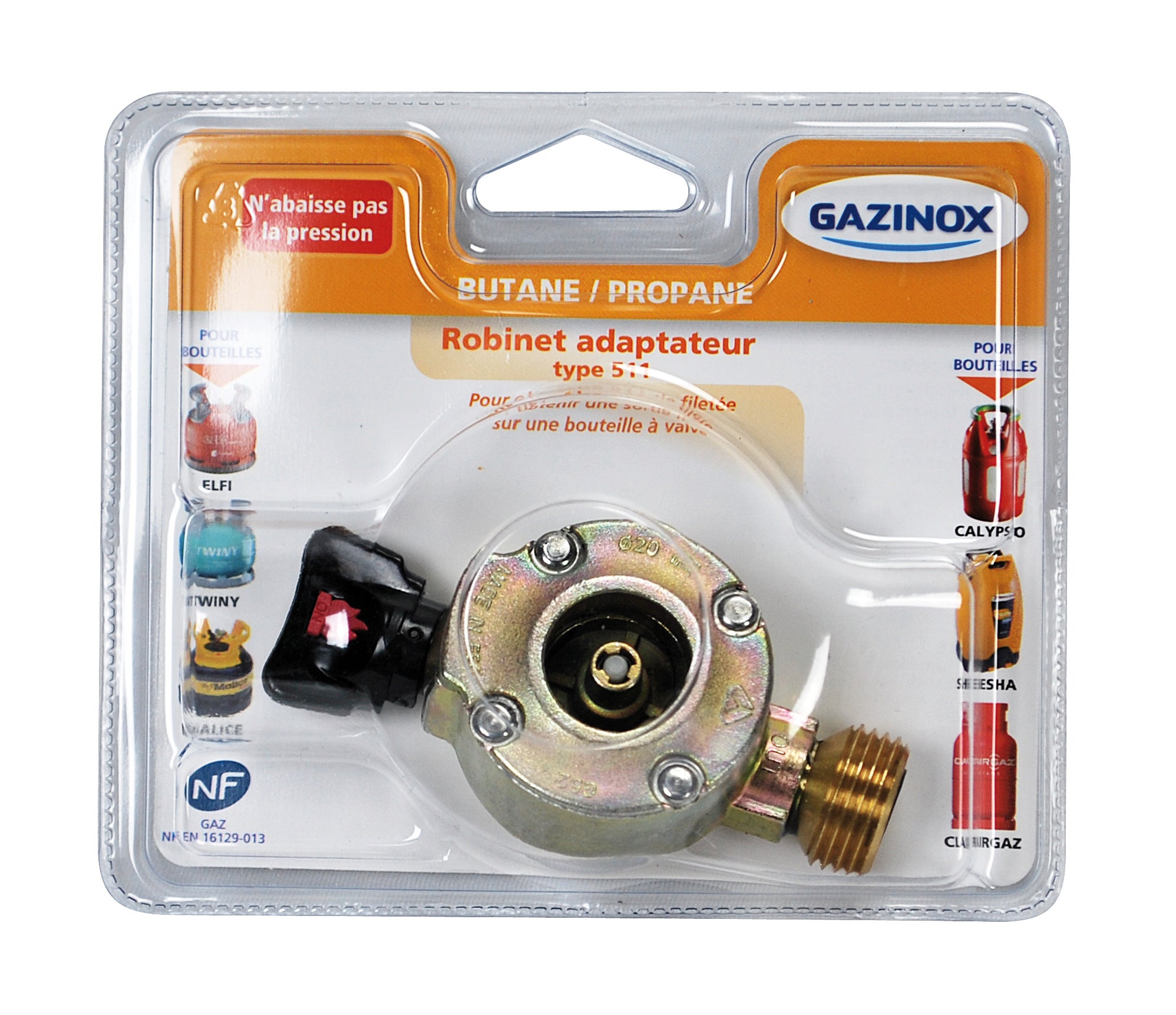 Robinet adaptateur gaz butane / propane pour elfi et twinny x Diam.20mm, GAZINOX - 4