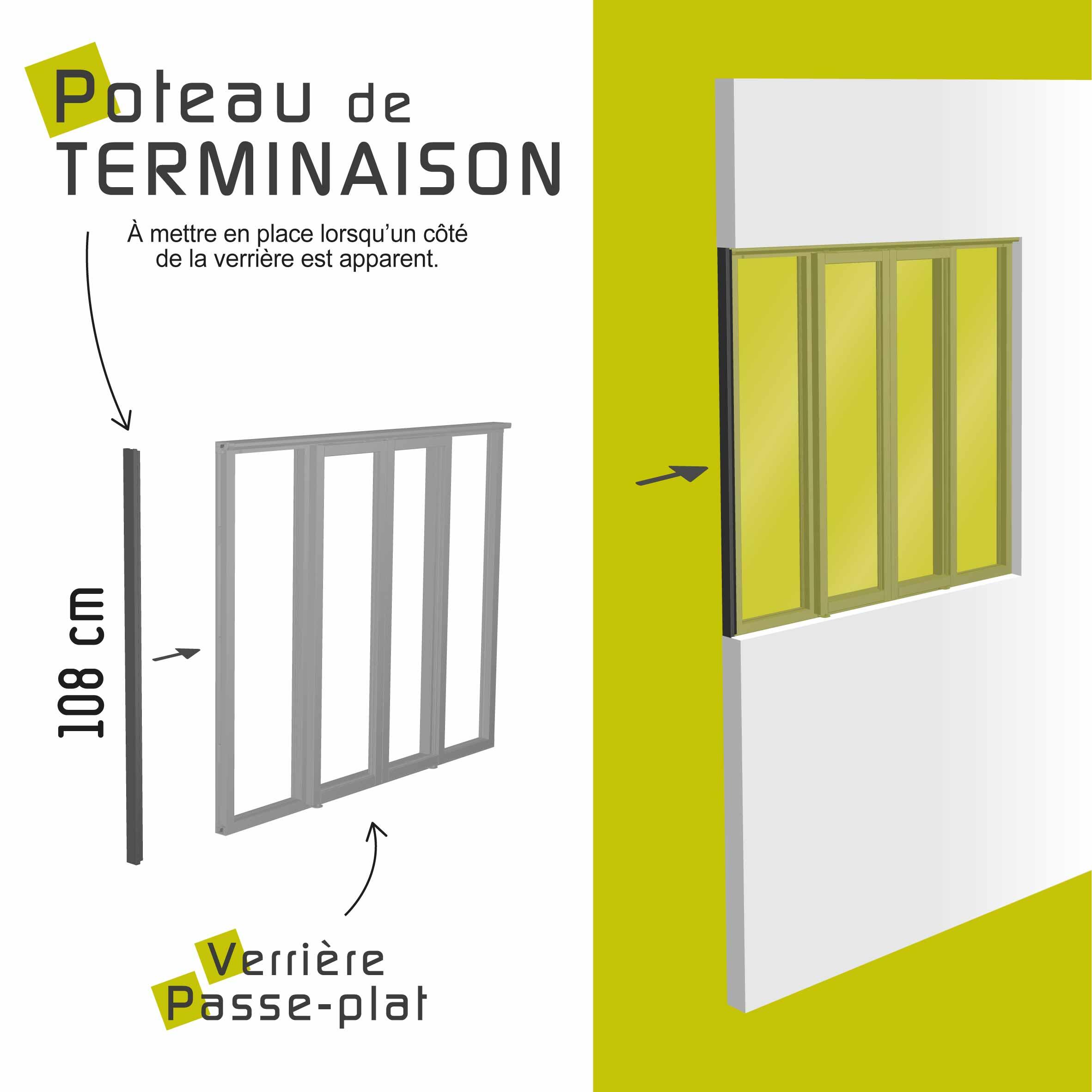 Verrière coulissante en aluminium noir sablé 6 carreaux, H.108 x l.183.2 cm - 13