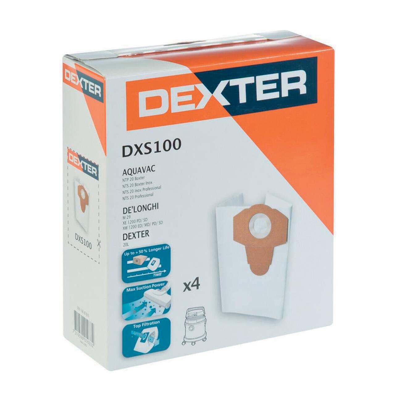 Sacchetto di aspirazione DEXTER DXS 100 poliestere 20.0 L per acquavac ntp20, nts20 4 pezzi - 3