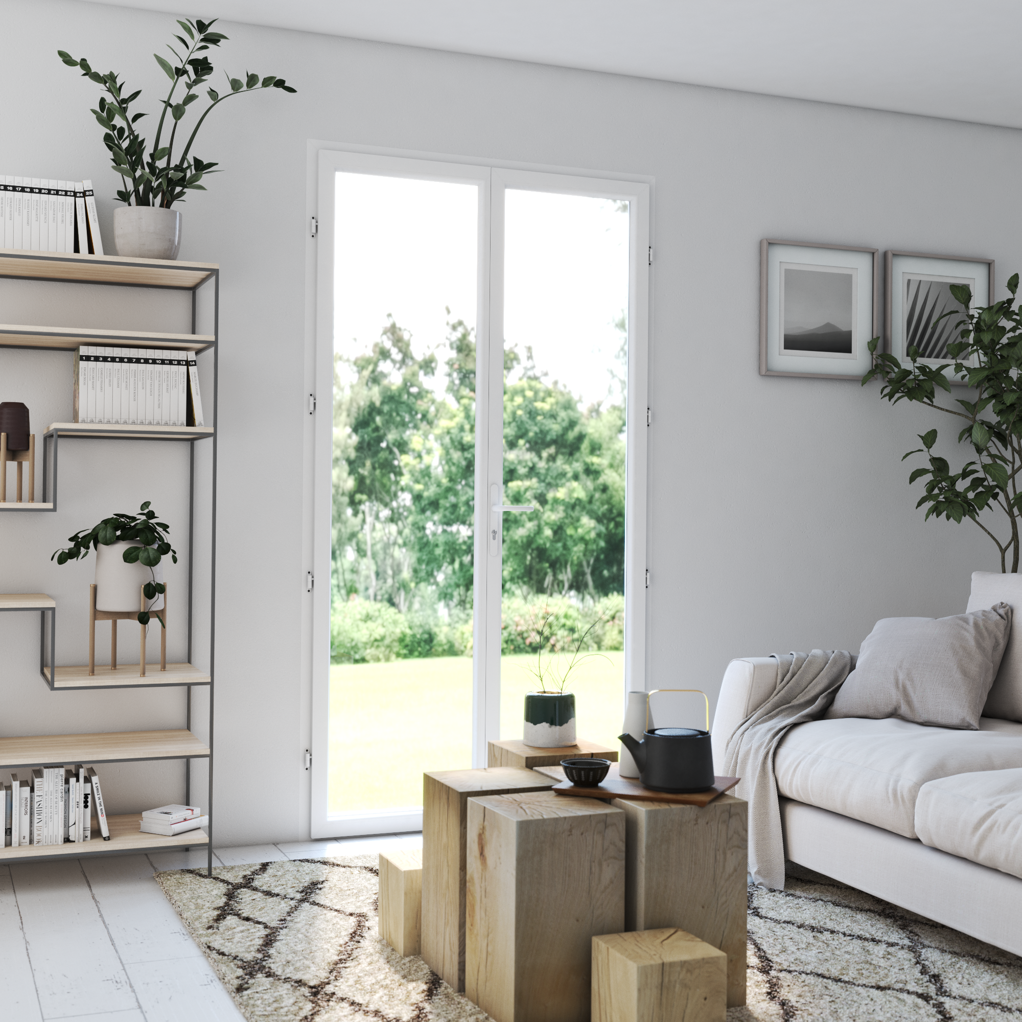 Porte fenêtre PVC Essentiel H.215xl.120cm 2 vantaux blanc - 2