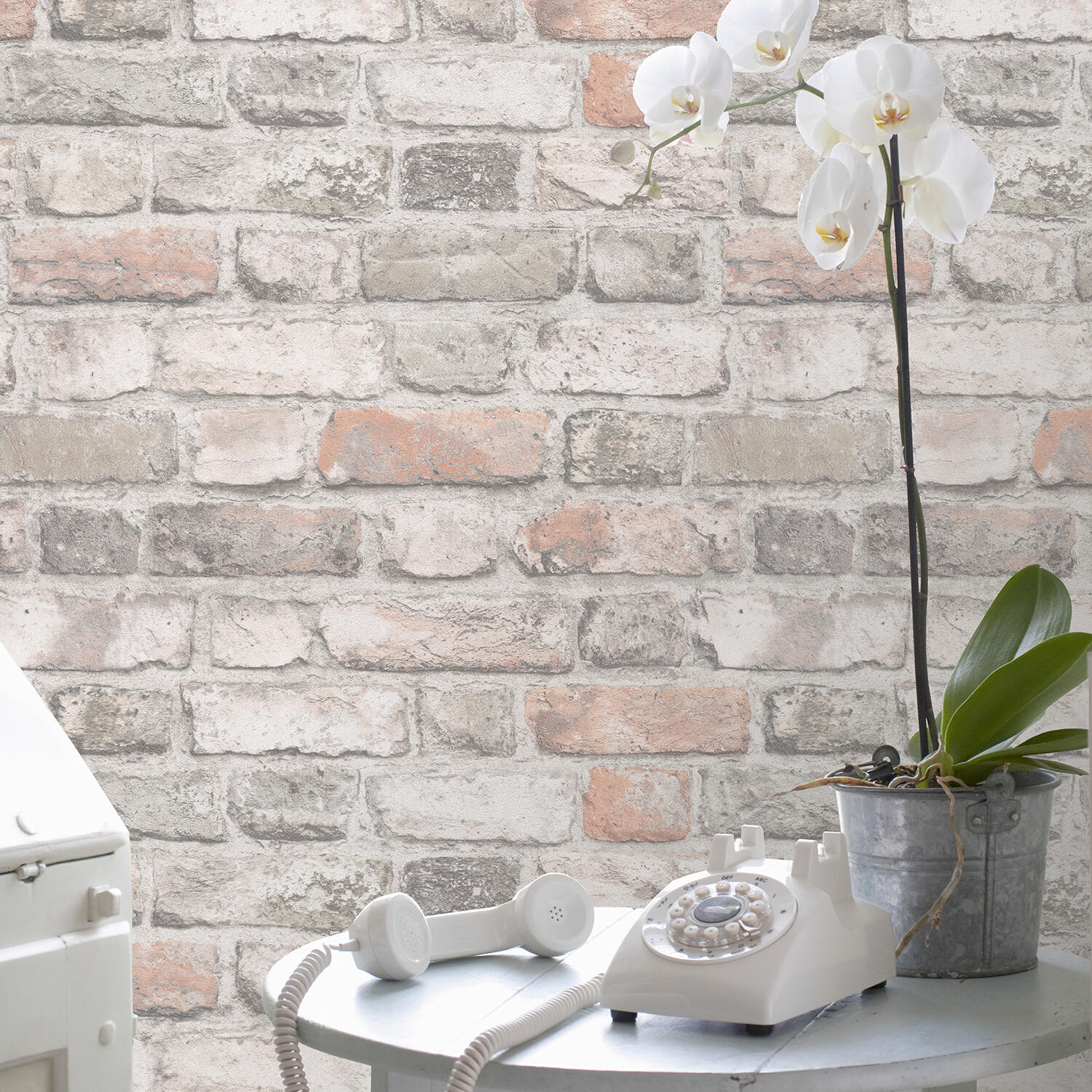 Papier peint intissé Briques vieillies beige - 2