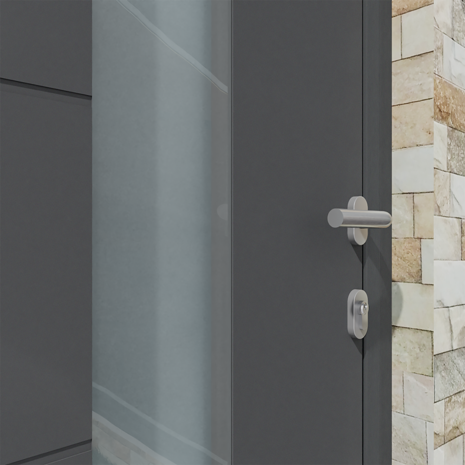 Porte d'entrée Alu Navia Essentiel H.215 x l.90 cm vitrée gris anthr., p. gauche - 6