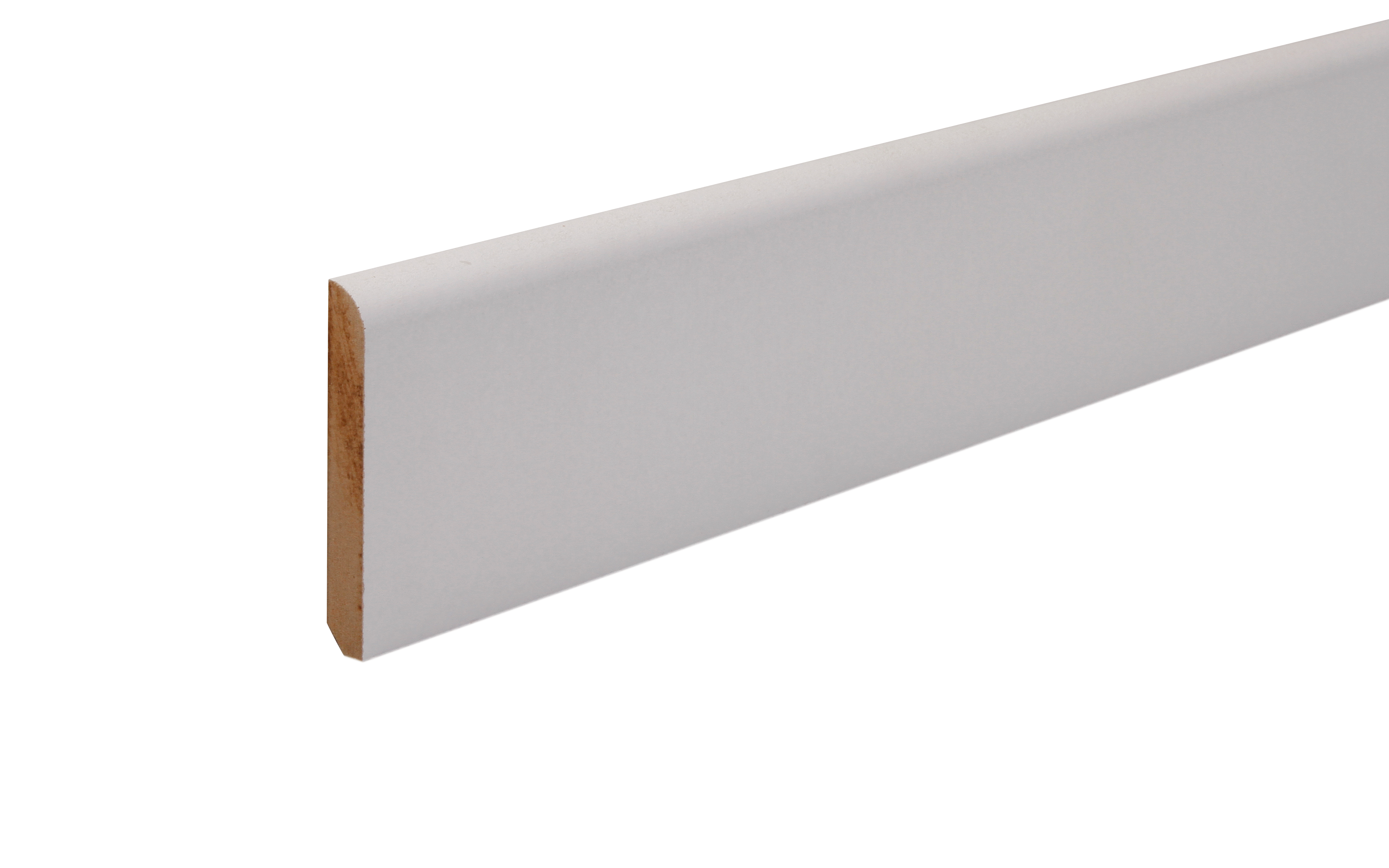 Plinthe médium (MDF) arrondie prépeint blanc, 12x 120 mm, L.2.44 m - 2