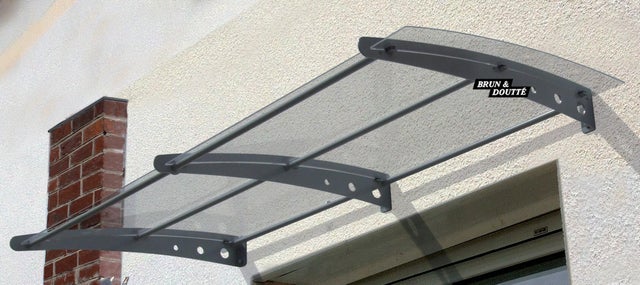 Auvent de porte d'entrée marquise alu blanc Broadway, l.140 x H.12 x P.90 cm