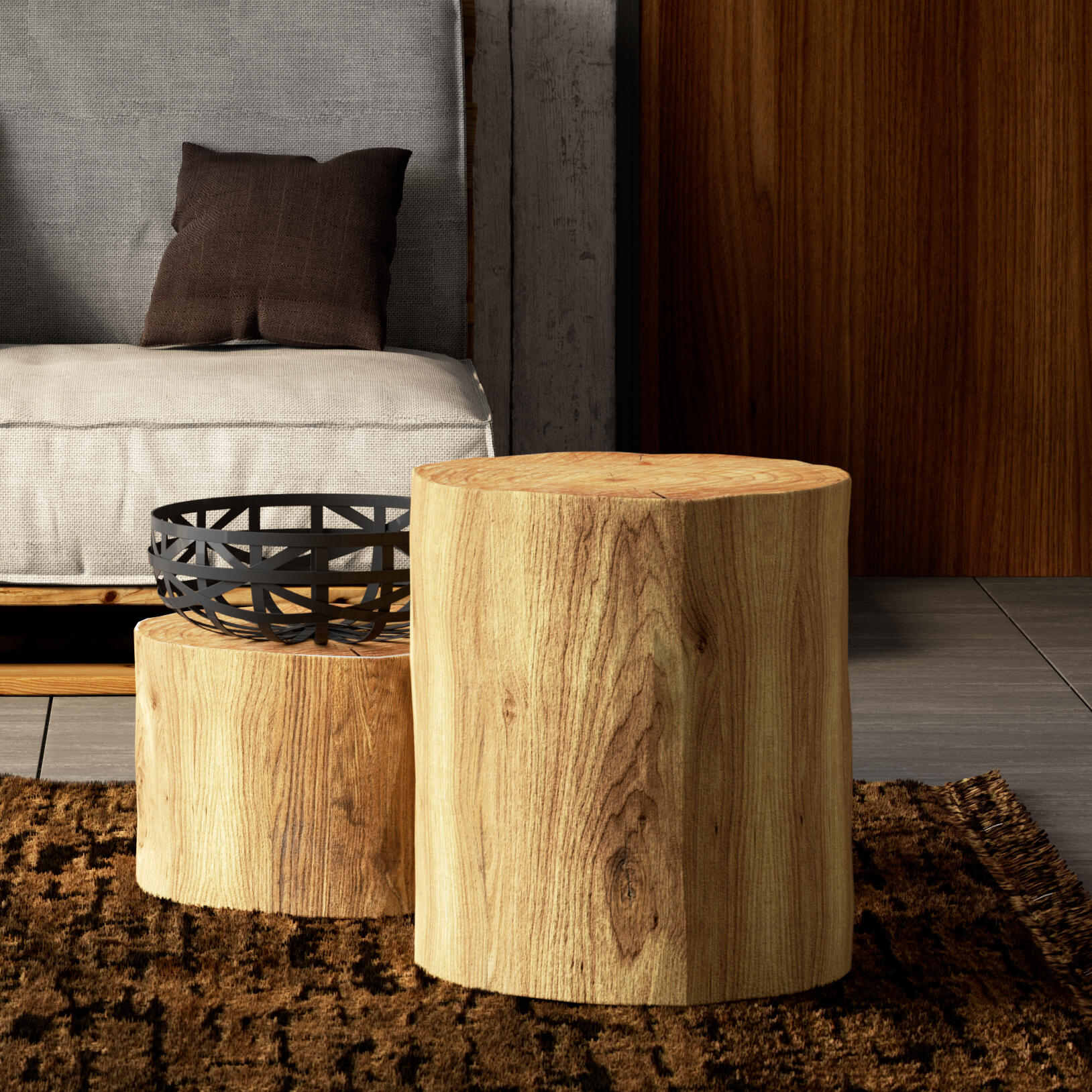 Tronco Sgabello Legno Grezzo Sgabello Tavolino In Legno Di