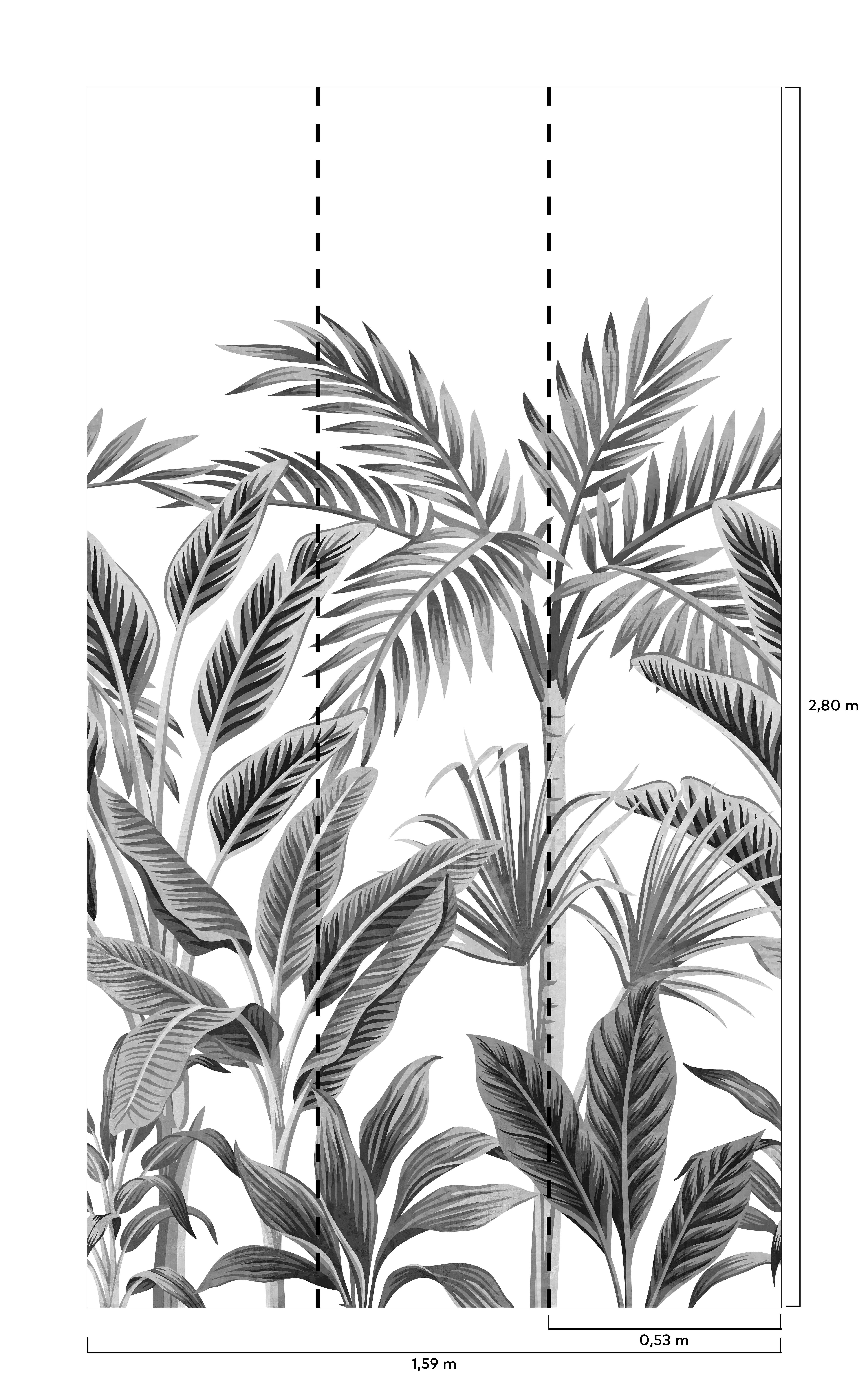 Papier peint panoramique Motif tropical forest blanc et noir l.159 x H.280 cm - 3