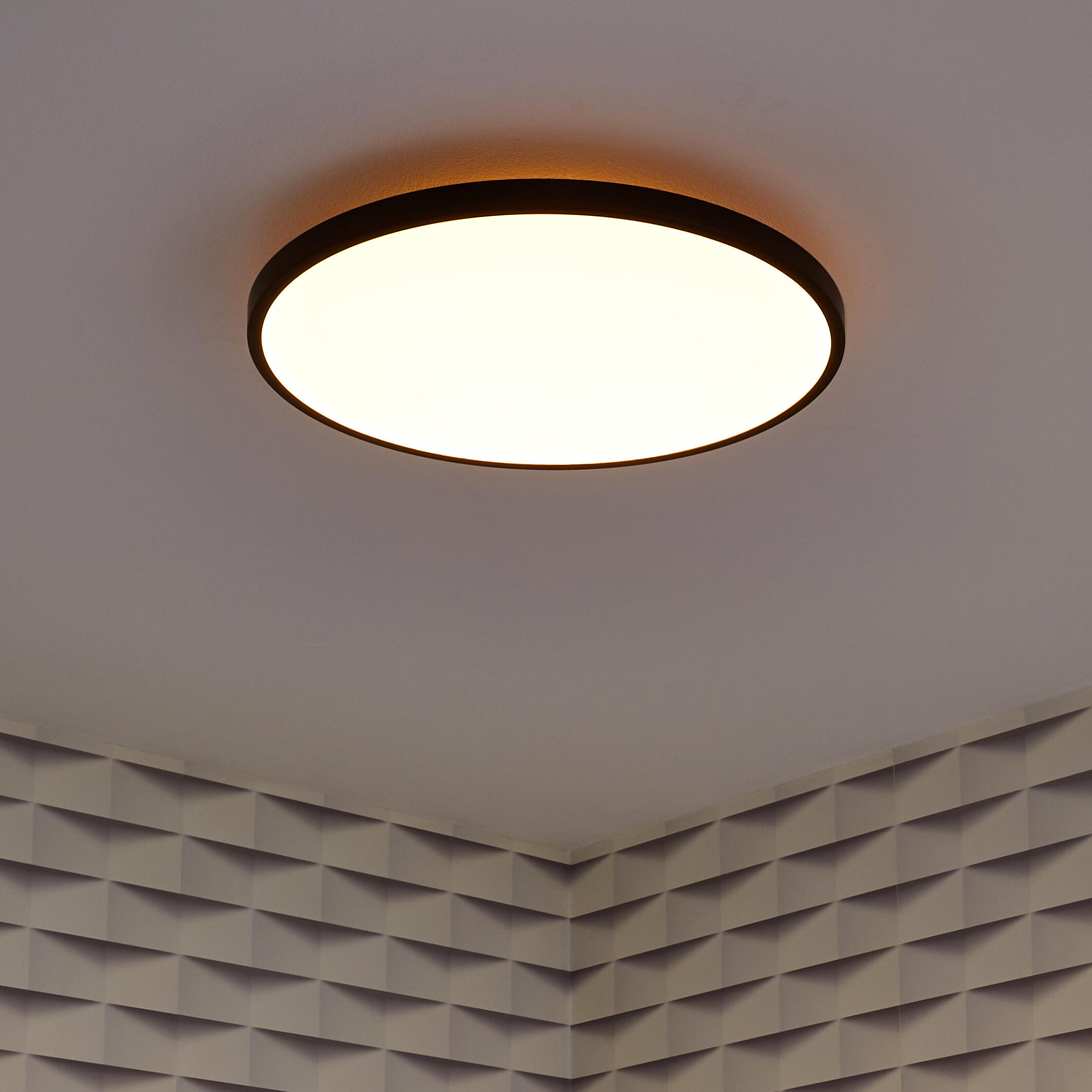 Panneau LED diam 40 cm, 22 W, éclairage indirect, blanc chaud à neutre, noir - 3