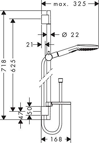 Pommeau de douche 3 jets, flexible et barre HANSGROHE Raindance select e 62cm - 4