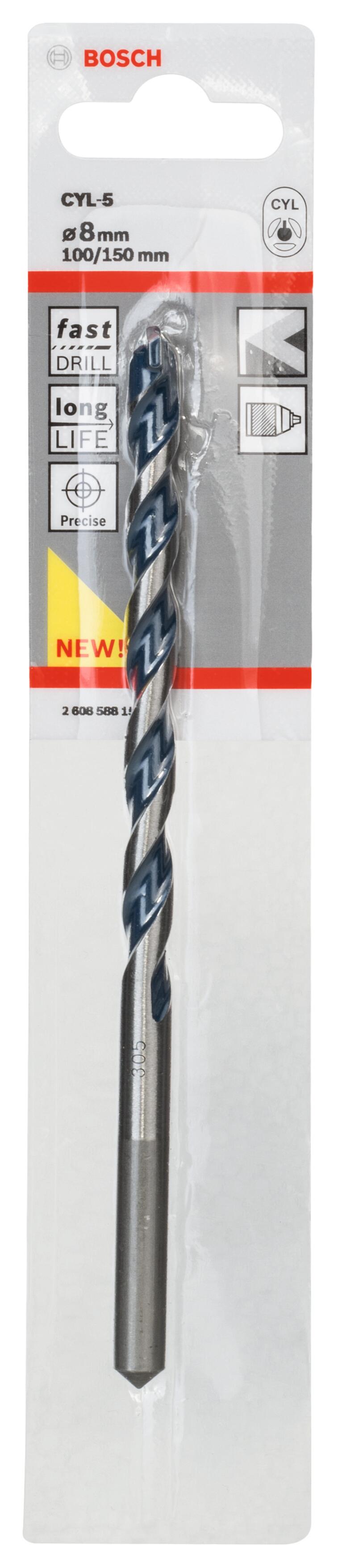 Broca para hormigón enganche cilíndrico ø 8 x l. 150 mm bosch cyl-5