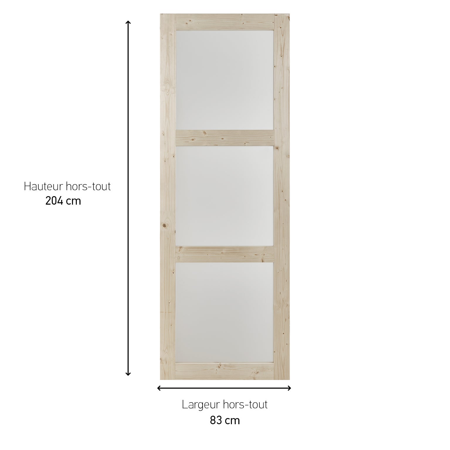 Porte coulissante bois Argan vitrée, H.204 x l.83 cm - 3