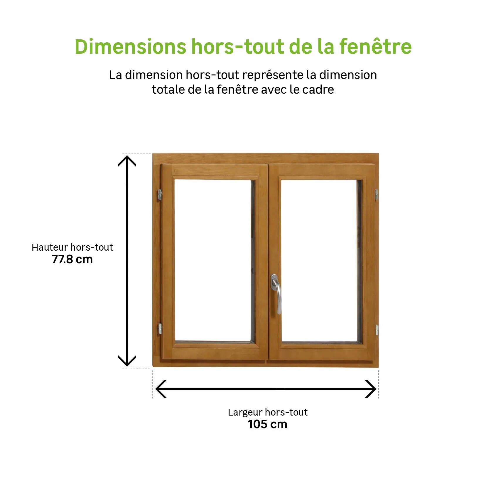 Fenêtre Bois Essentiel H.75xl.100cm, 2 vantaux - 2