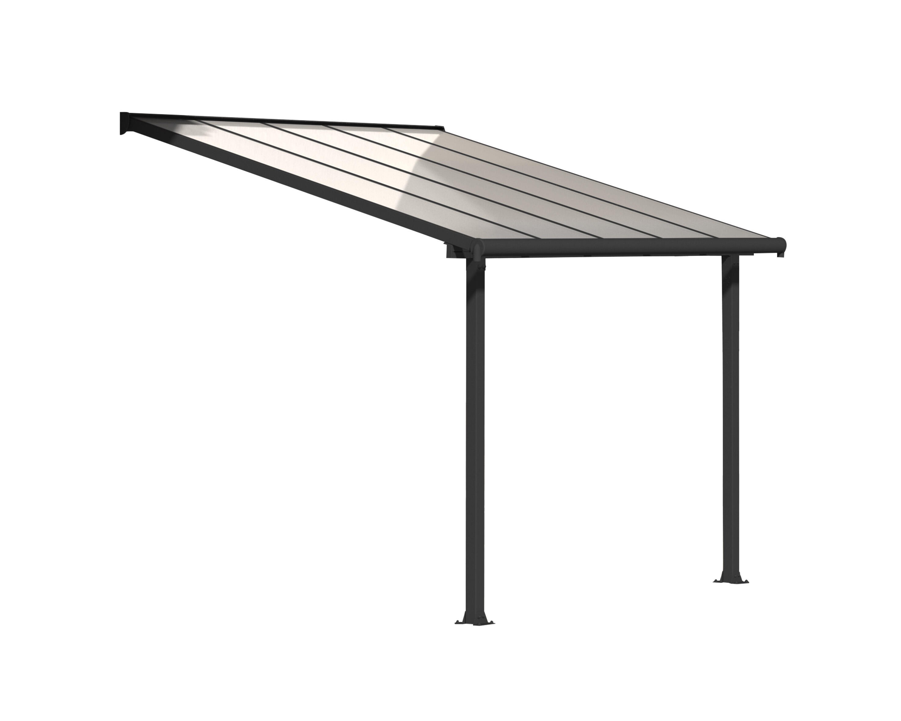 Pergola adossée grise OLYMPIA 9.1 m², aluminium et polycarbonate, PALRAM - 2