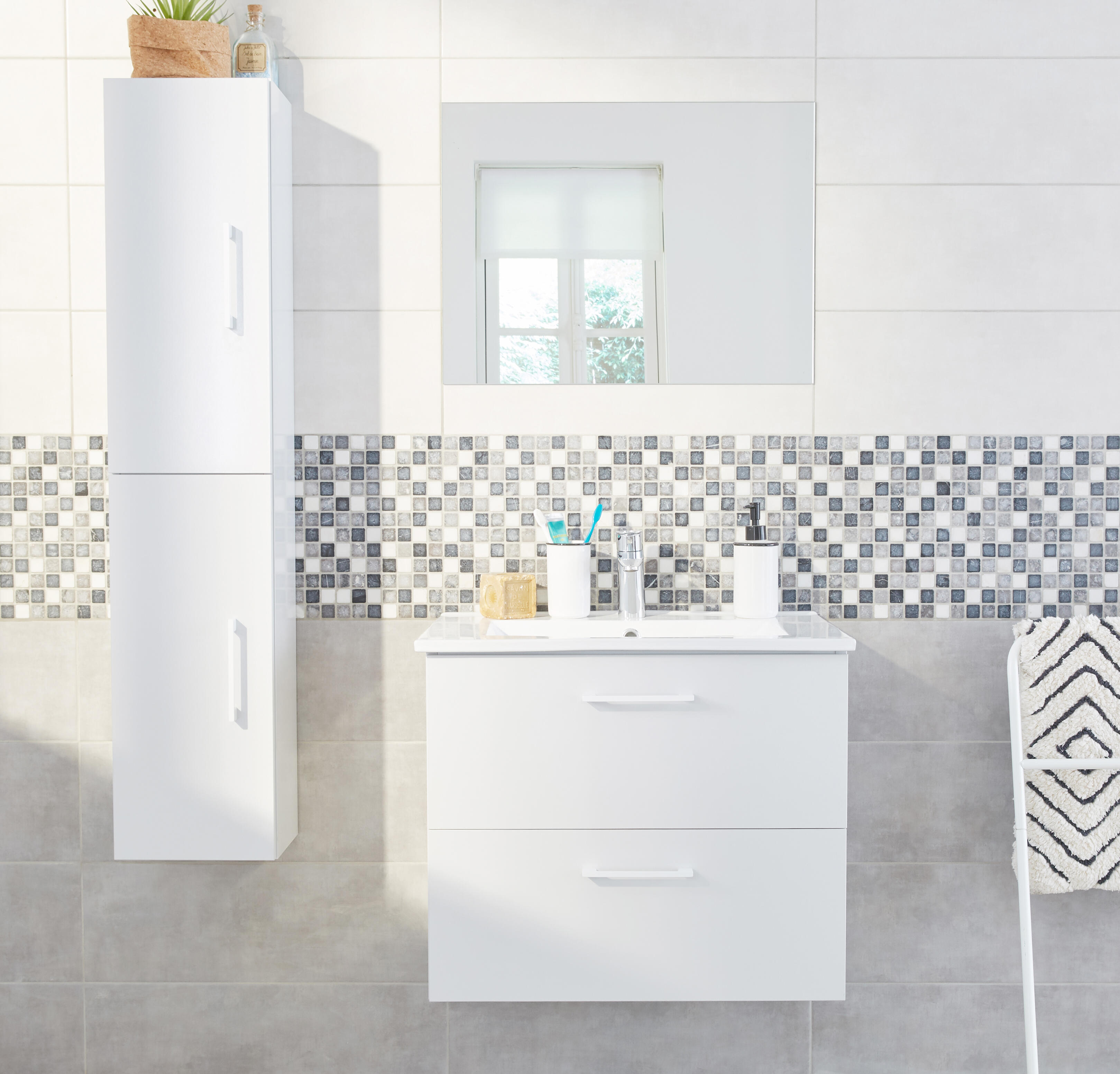 Plan vasque simple Essential Céramique blanc l.60 x P.45 cm - 2