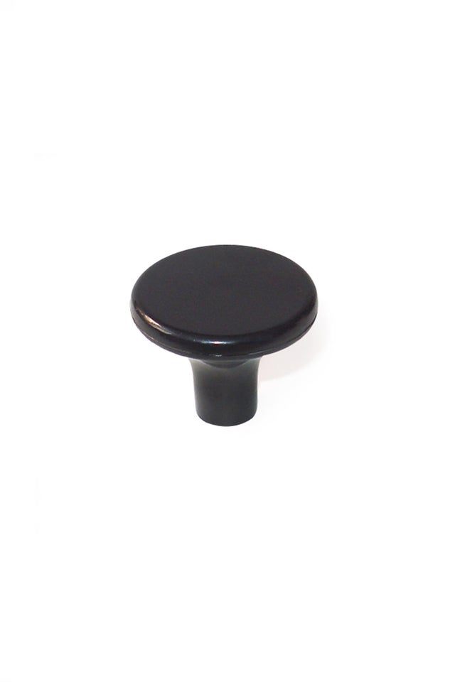 6 boutons de meuble ronds Key, abs noir peint, Diam.33 mm