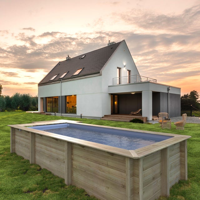 Piscine hors-sol, bois Urbaine BWT MYPOOL, rectangulaire x L.6 x l.2.5 x H.1.33 