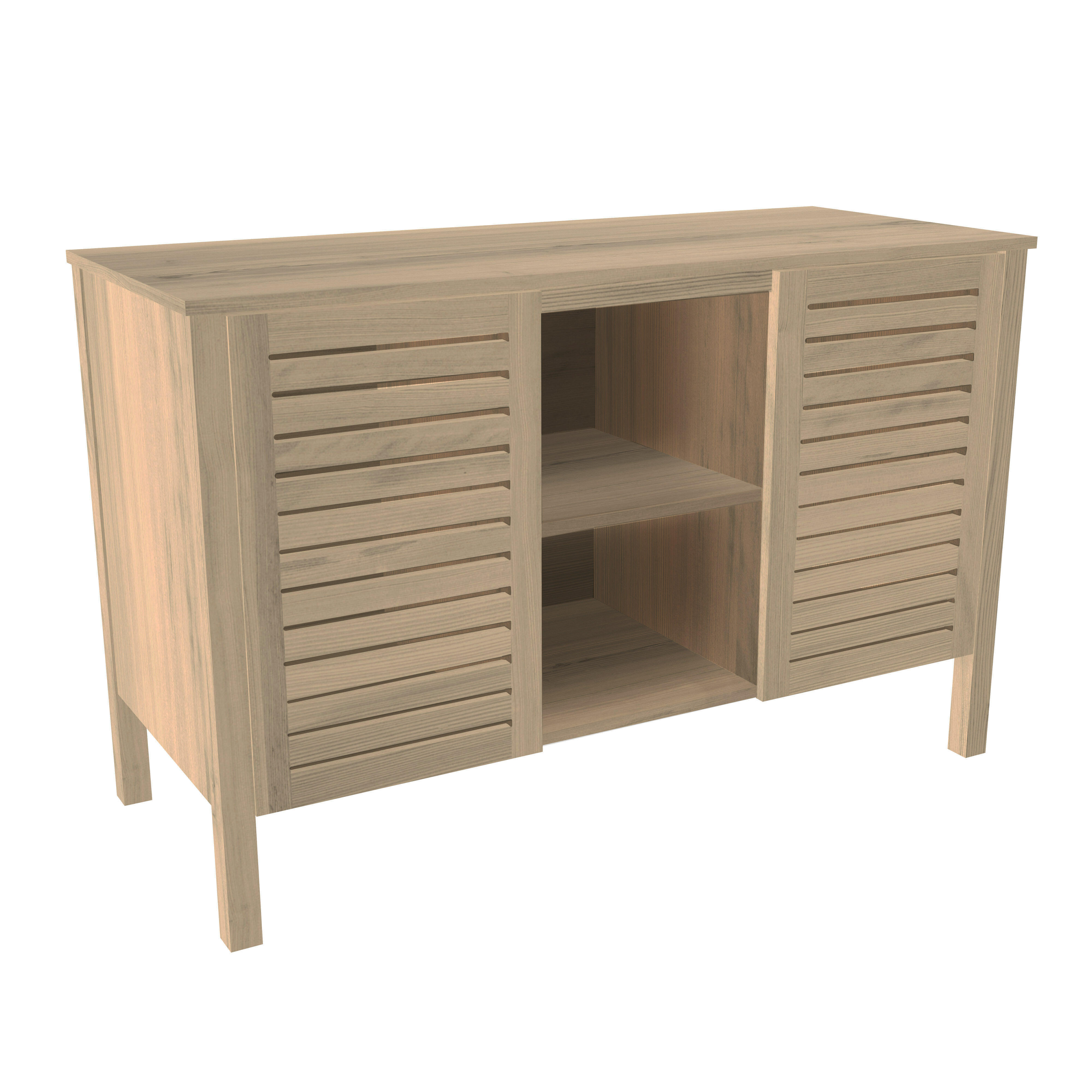 Meuble de salle de bains double vasque l.120 x H.78 x P.50 cm, chêne naturel, Ta - 3