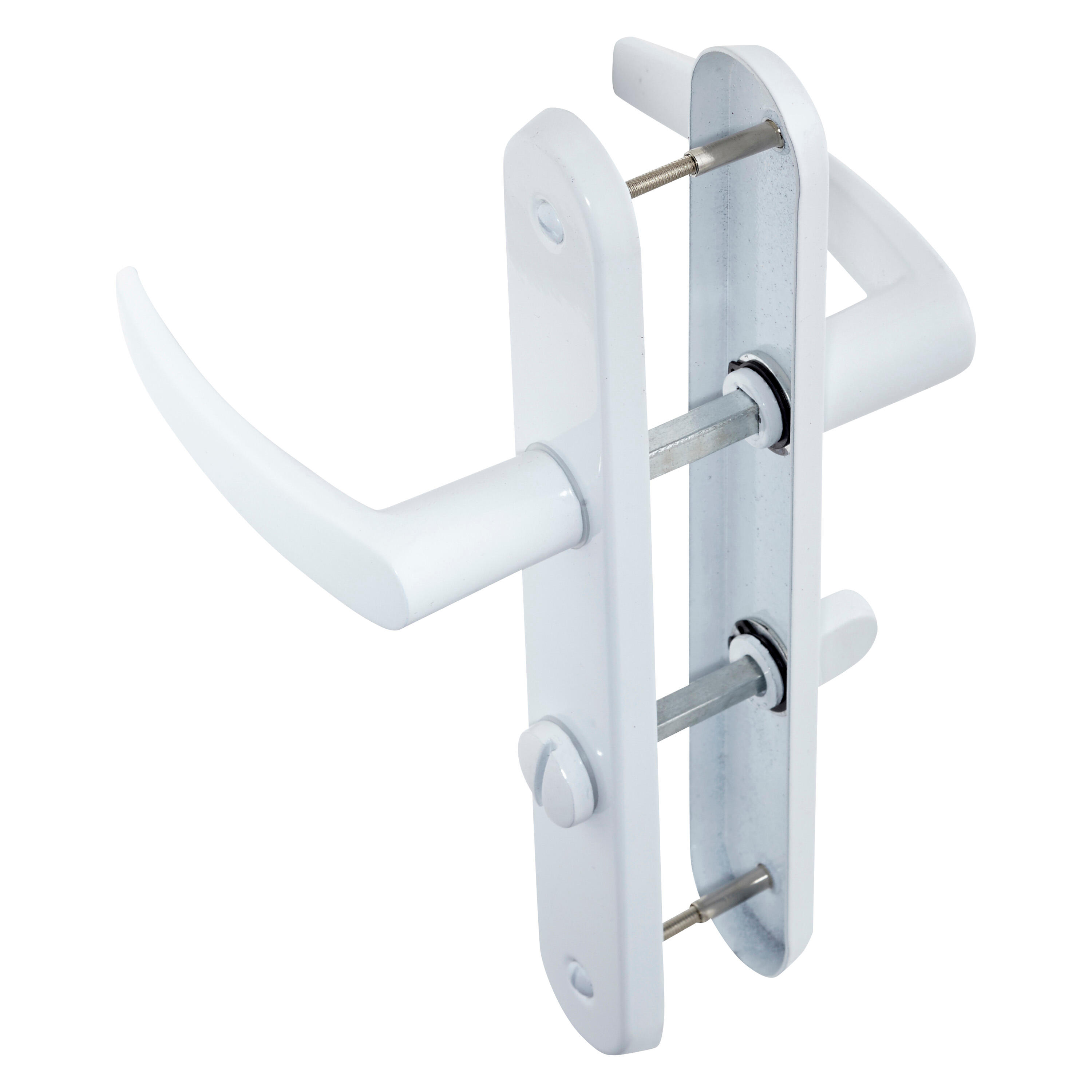 2 poignées sur plaque à condamnation Jess acier blanc brillant, entraxe 195 mm - 2