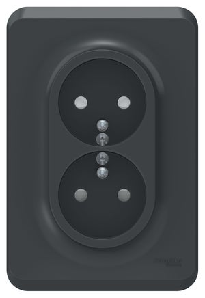 Double prise avec terre à assembler Unica, SCHNEIDER ELECTRIC, gris anthracite