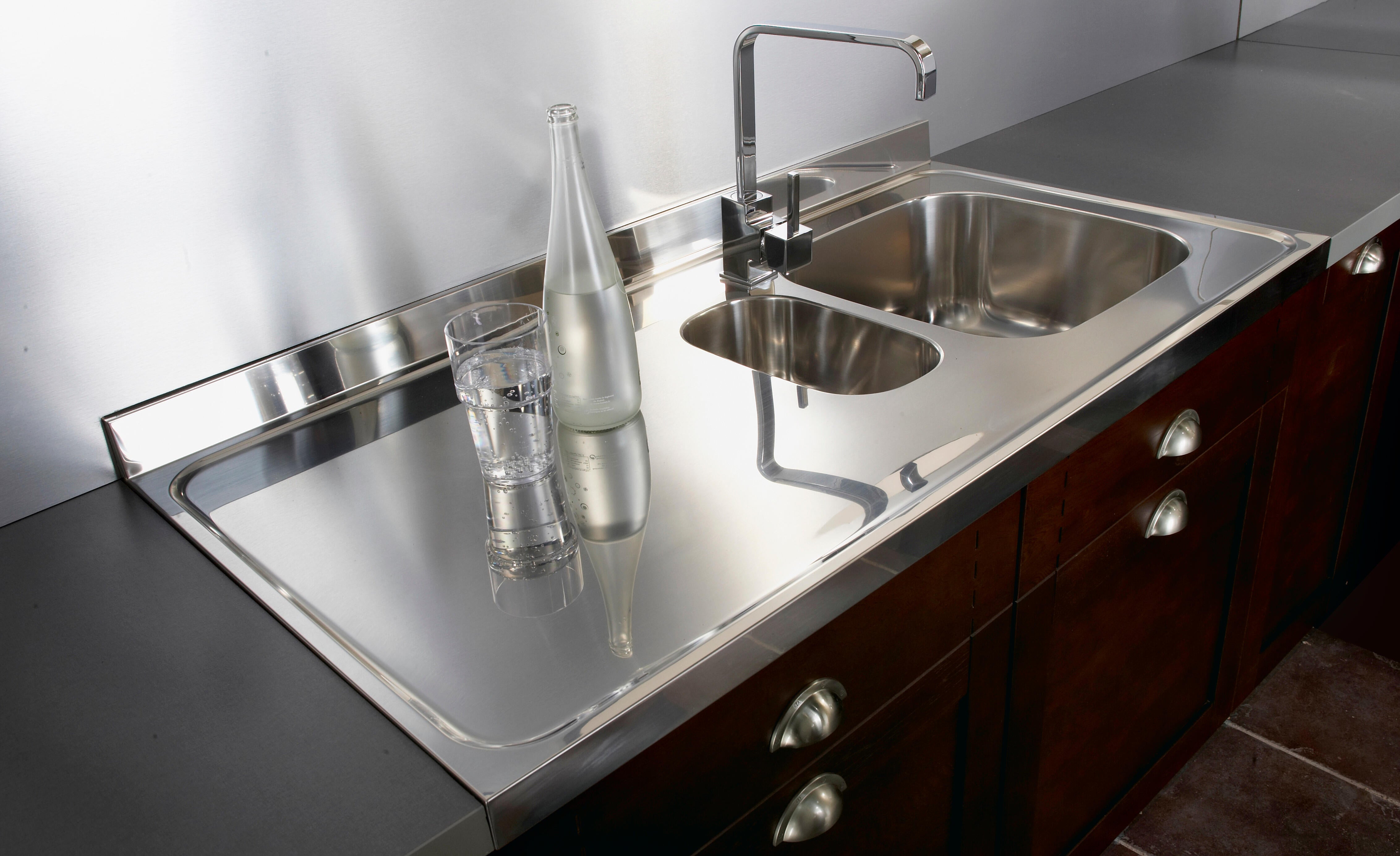 Plan évier inox Inox brillant L.120 x P.60 cm, Ep.42 mm | Leroy Merlin