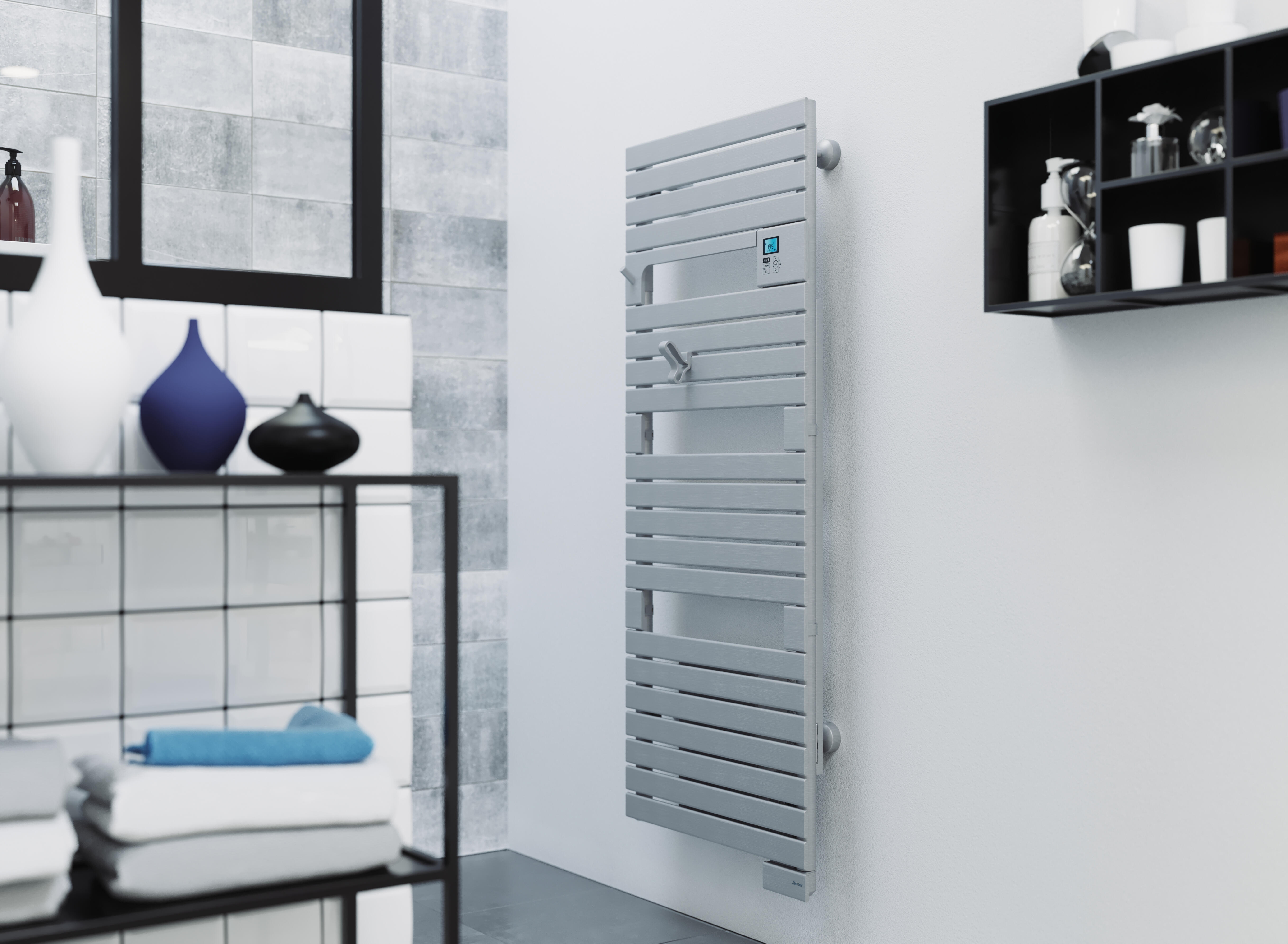 Patère courbe SAUTER pour sèche-serviettes à lames plates acier - 2