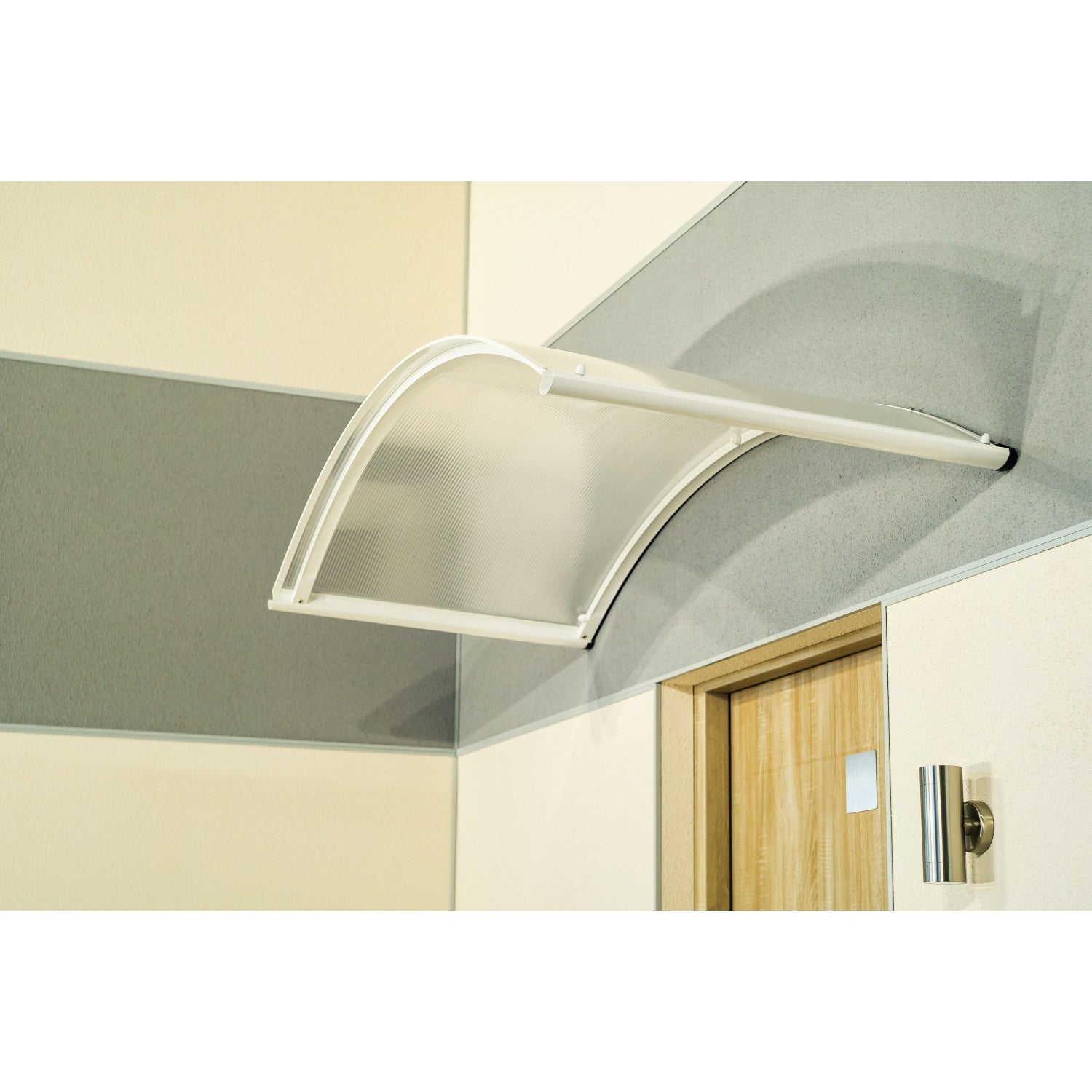 Auvent de porte d'entrée alu blanc Arcus, l.158 x H.27 x P.70 cm  - 5