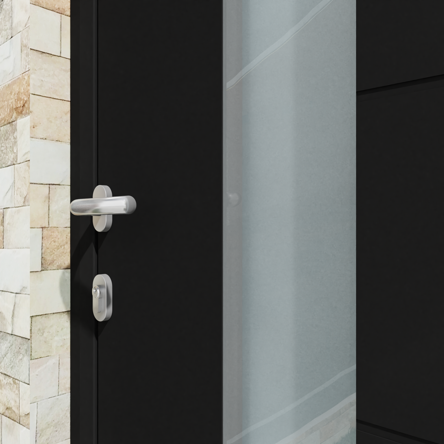Porte d'entrée Alu Navia Essentiel H.215 x l.90 cm vitrée noir, poussant droit - 3