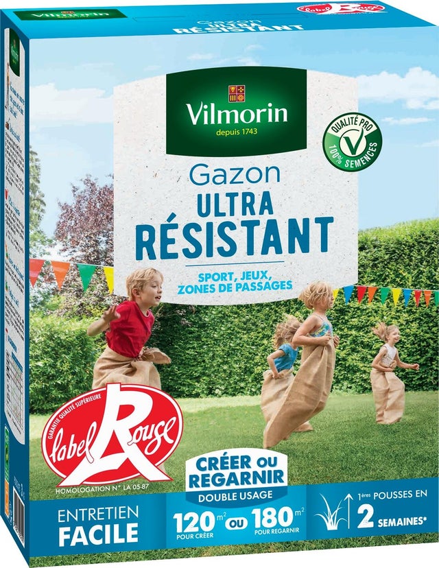 Gazon ultra résistant VILMORIN, 3 kg, 120 m²