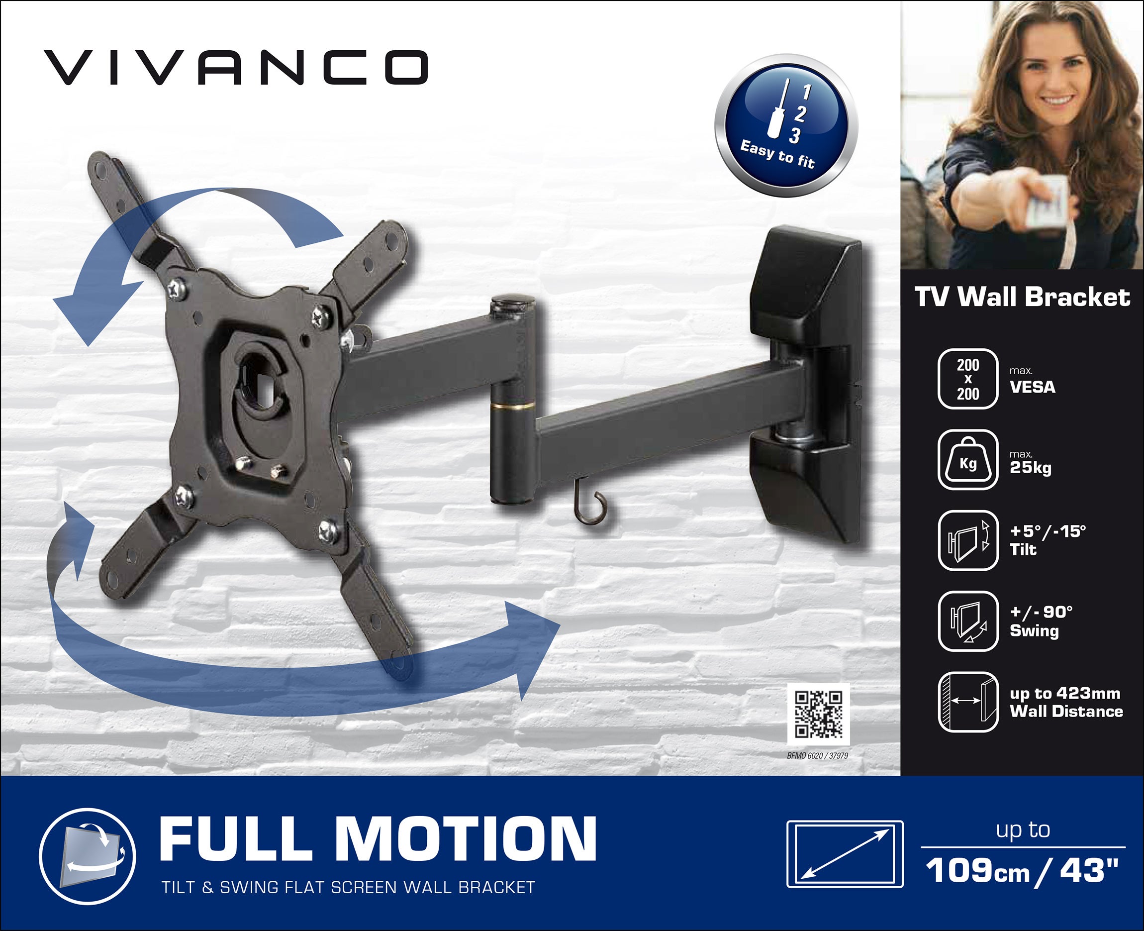 Support TV orientable déporté, charge maximale 25 kg, 109cm, VIVANCO - 2