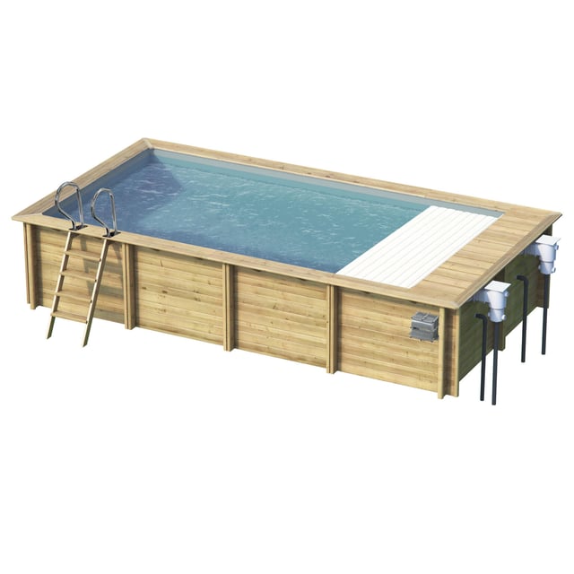 Piscine hors-sol, bois Urbaine BWT MYPOOL, rectangulaire x L.6.53 x l.3.53 x H.1