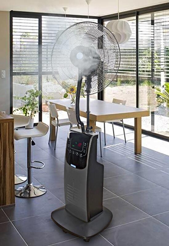 Ventilateur Brumisateur Sur Pied - Oscillant, Réservoir 3L, 3 Vitesses, Noir - Rafraîchissement été