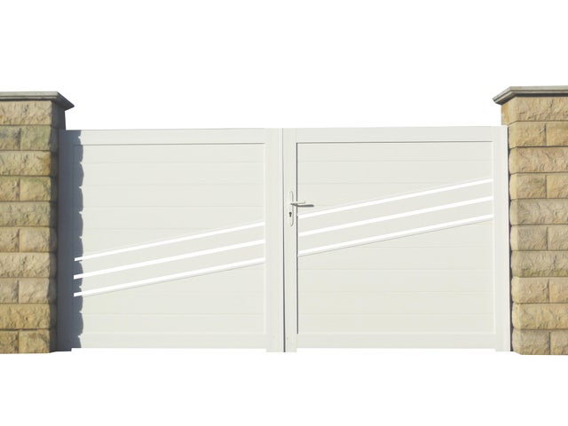 Portail battant pvc Rousset 3.5m blanc, l.350 x H.150 cm