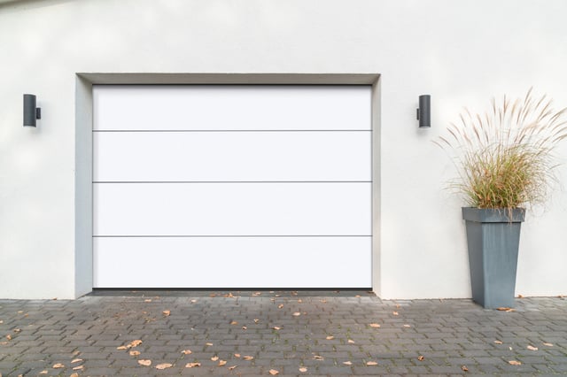 Porte garage sectionnelle moto PREMIUM rainures L H.212.5x l.250 blanc9016 lisse