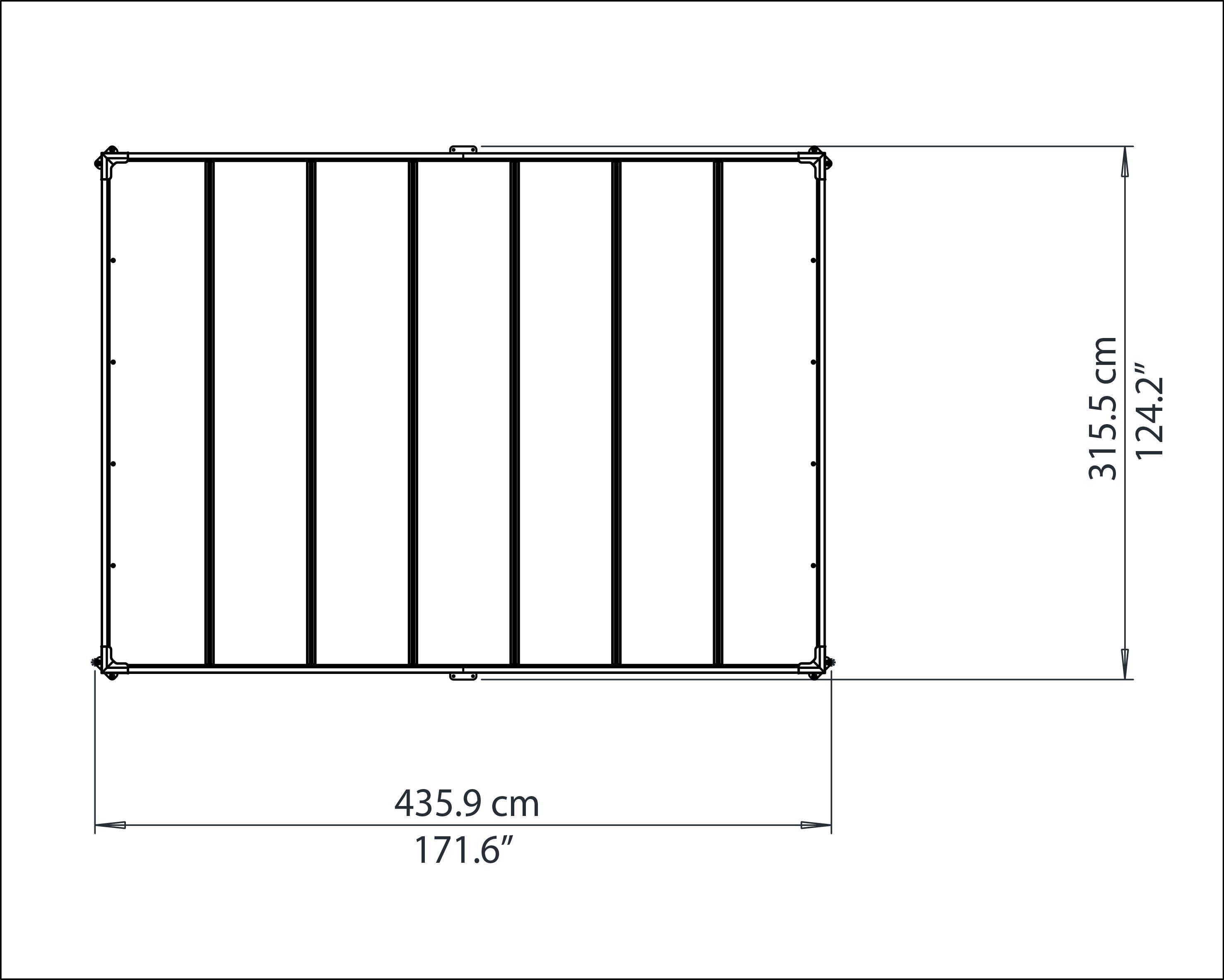 Tonnelle autoportante ouverte MILANO 4300 13.2m², alu et polycarbonate, PALRAM - 4