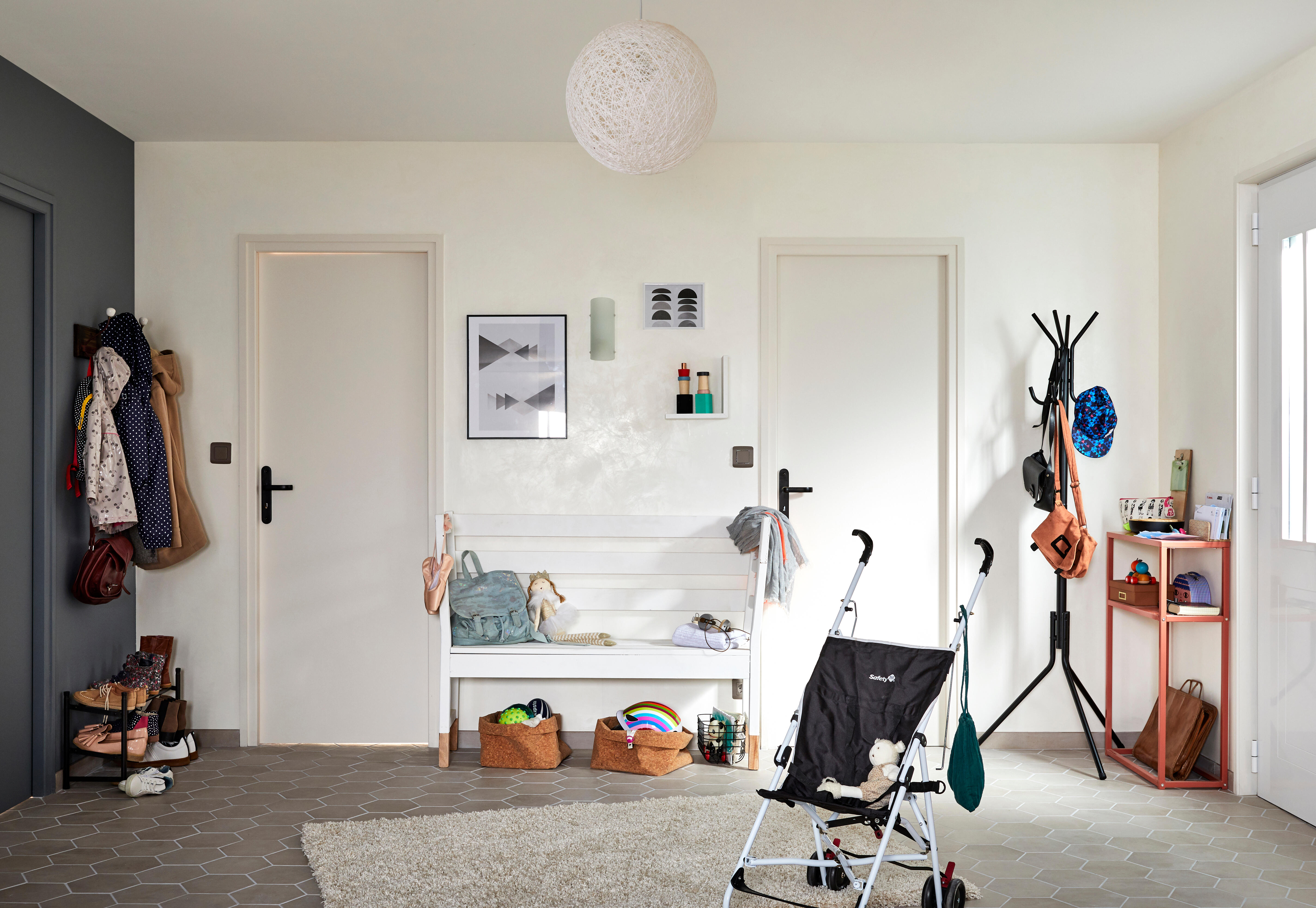 Applique E27, fer / verre, blanc, Hank - 4