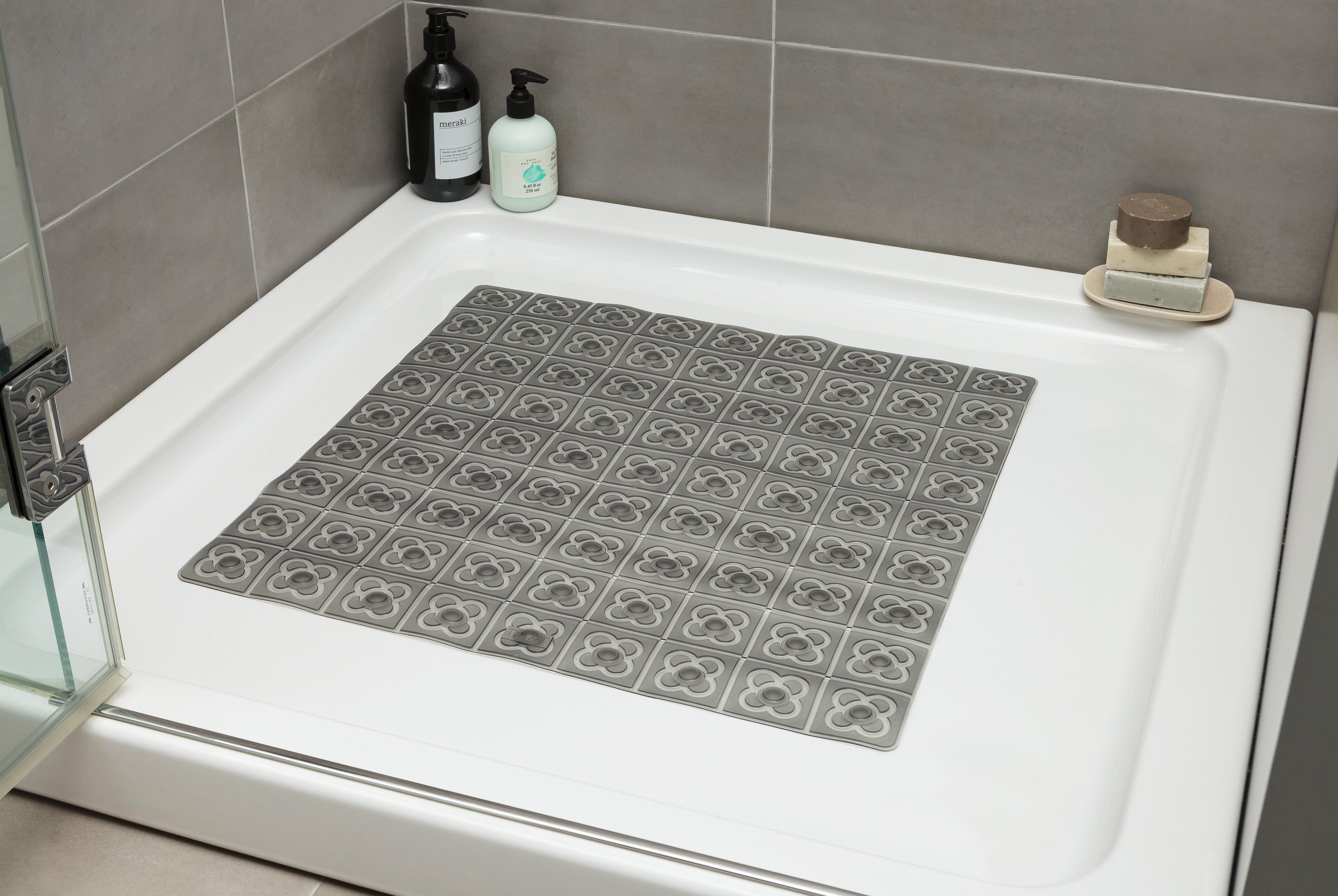 Tapis De Baignoire Antidérapant Beige - Dimensions 27,5 X 16 Pouces - Texture Gaufrée En Mousse PVC