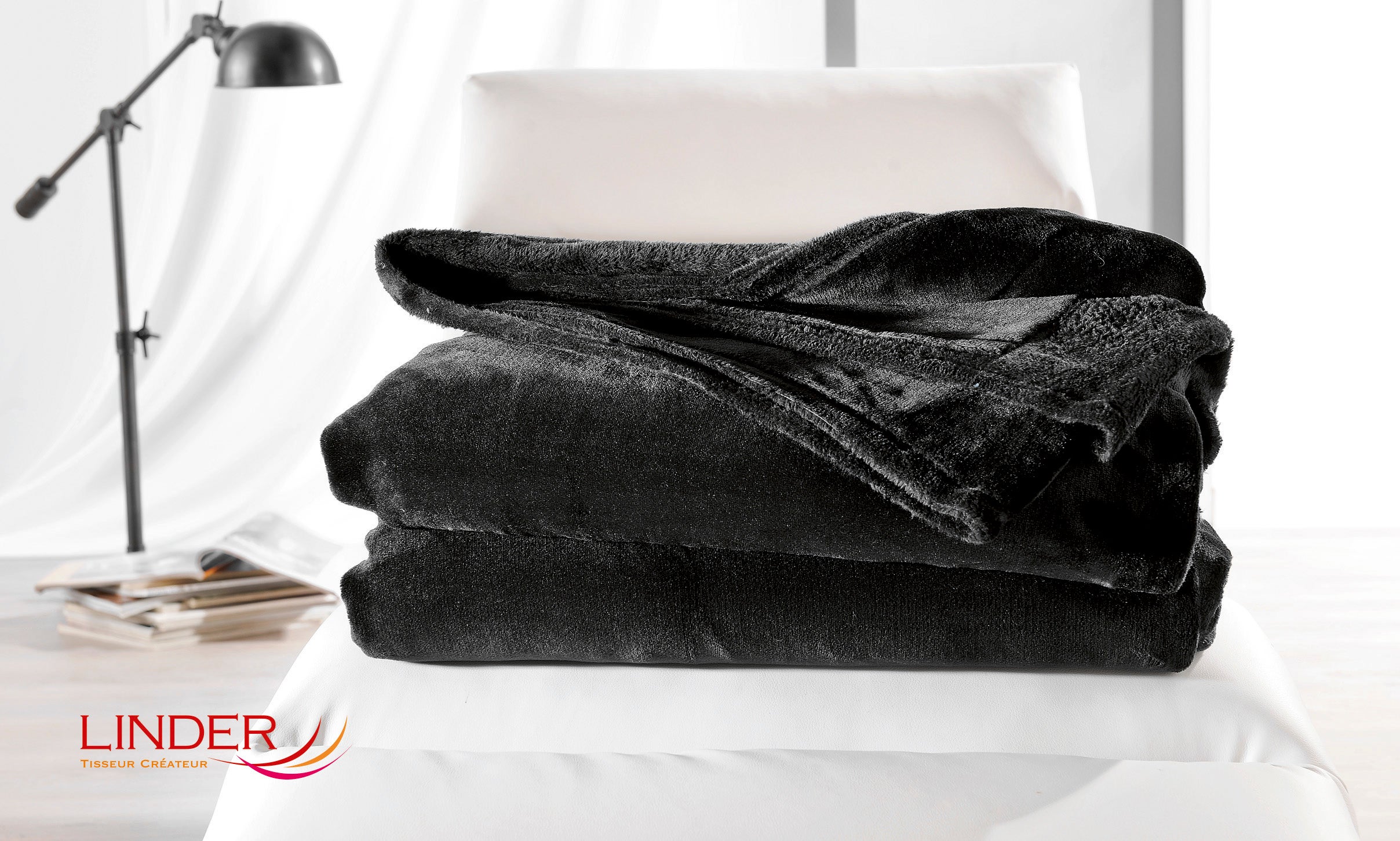 Plaid Cocoon, noir l.130 x L.180 cm - 2