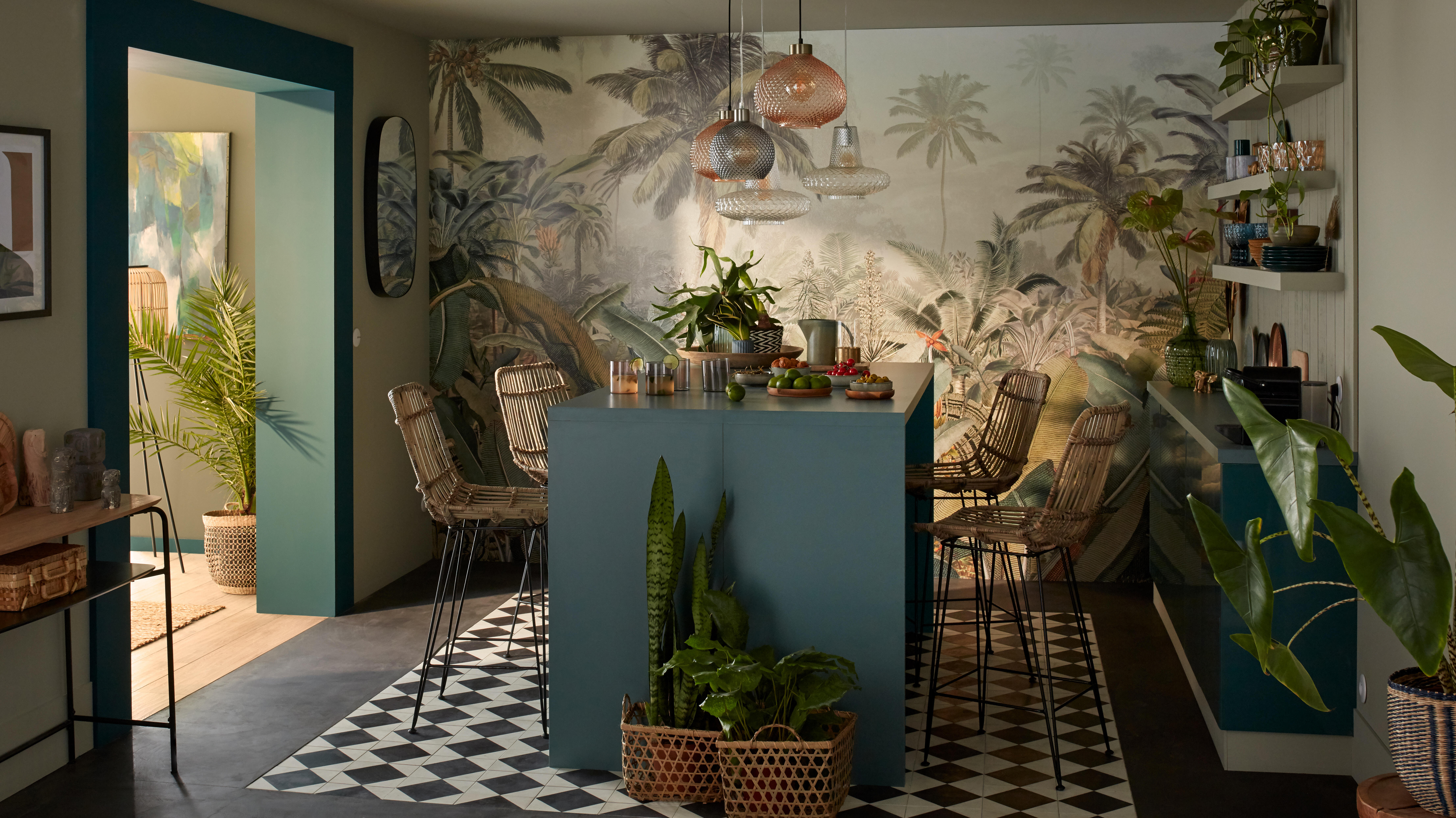 Papier peint panoramique Amazonia beige et vert intissé KOMAR l.368.0 x H.248.0 - 8