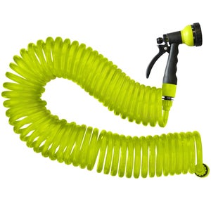 Tuyau D'Arrosage Spiralé Wiltec - 15 M - Flexible - Raccord Universel - Jardin