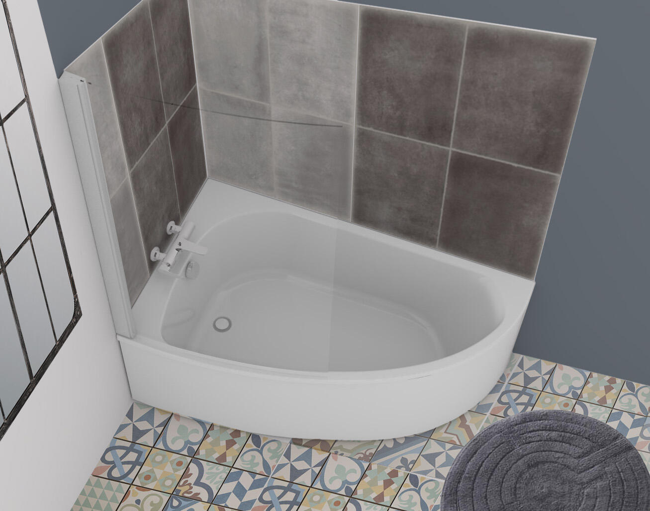 Baignoire asymétrique gauche L.150x l.90 cm blanc, JACOB DELAFON Duomega 2 - 4