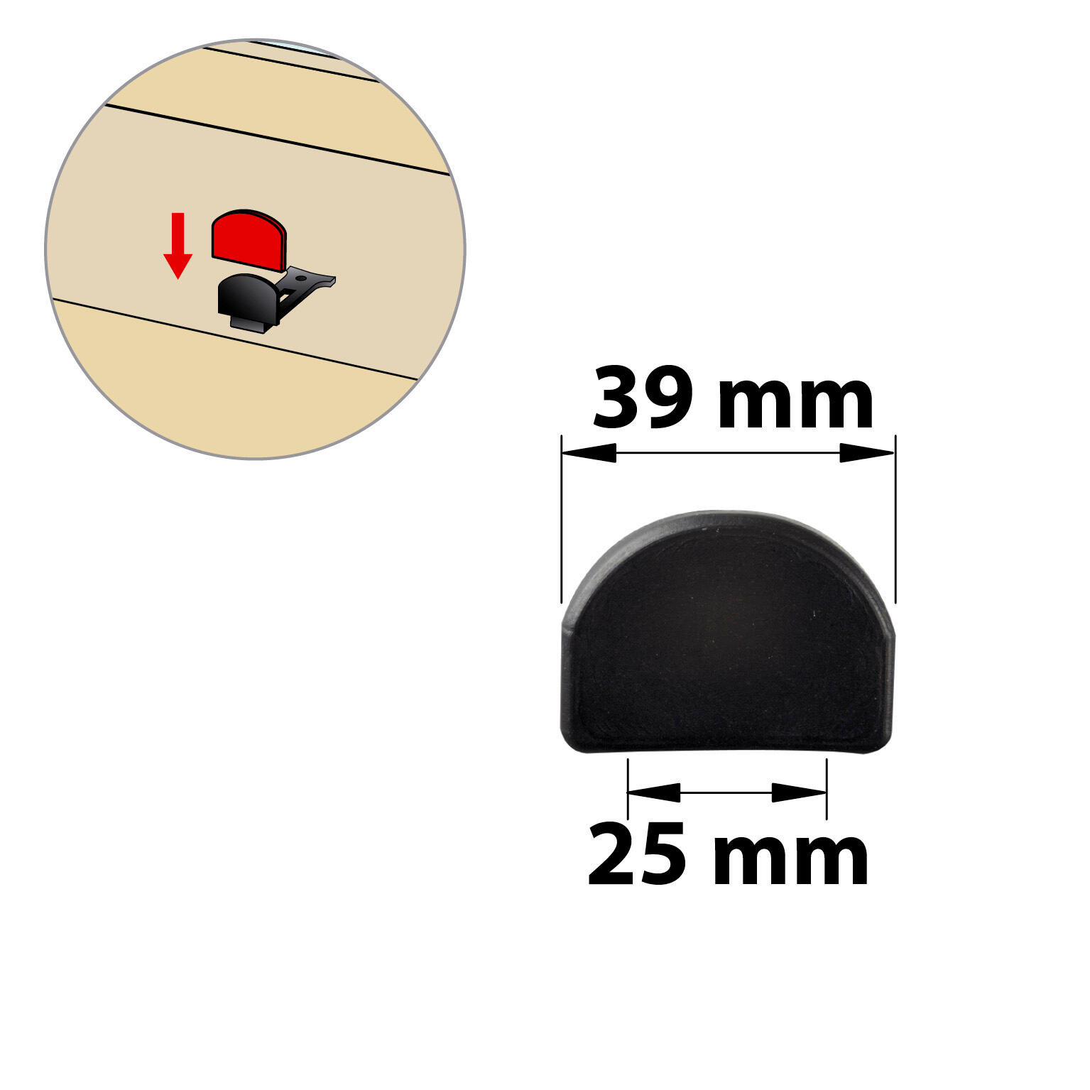 Lot de 2 protecteurs de butée polyamide brut, H.35 x L.40 x P.6 mm - 2