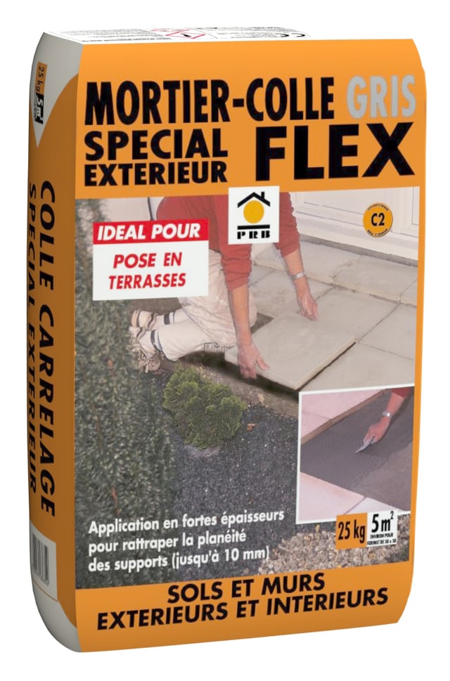 Mortier colle extérieur gris PRB, 25kg