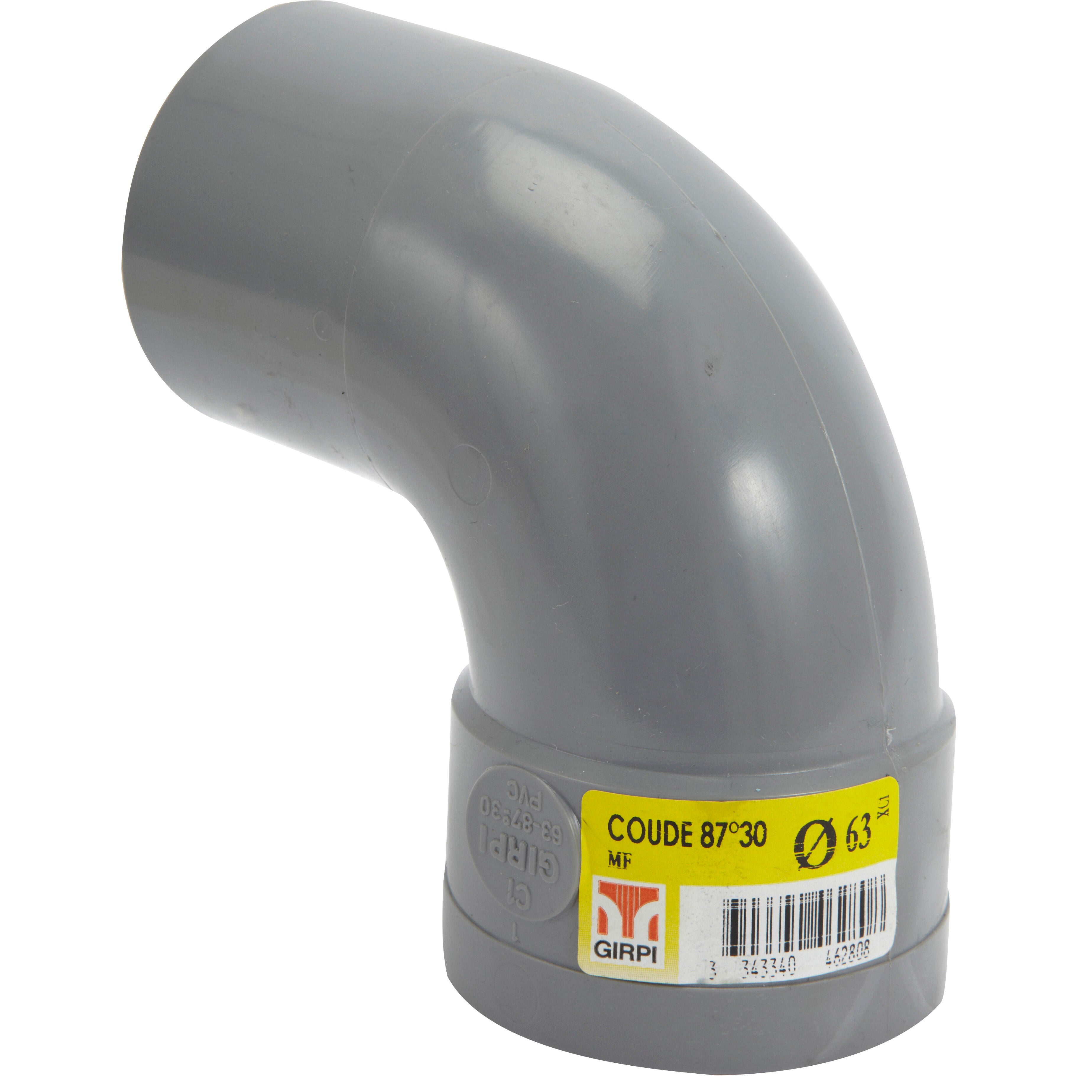 Coude 87.3° en pvc à coller, femelle / mâle, D63 - 2
