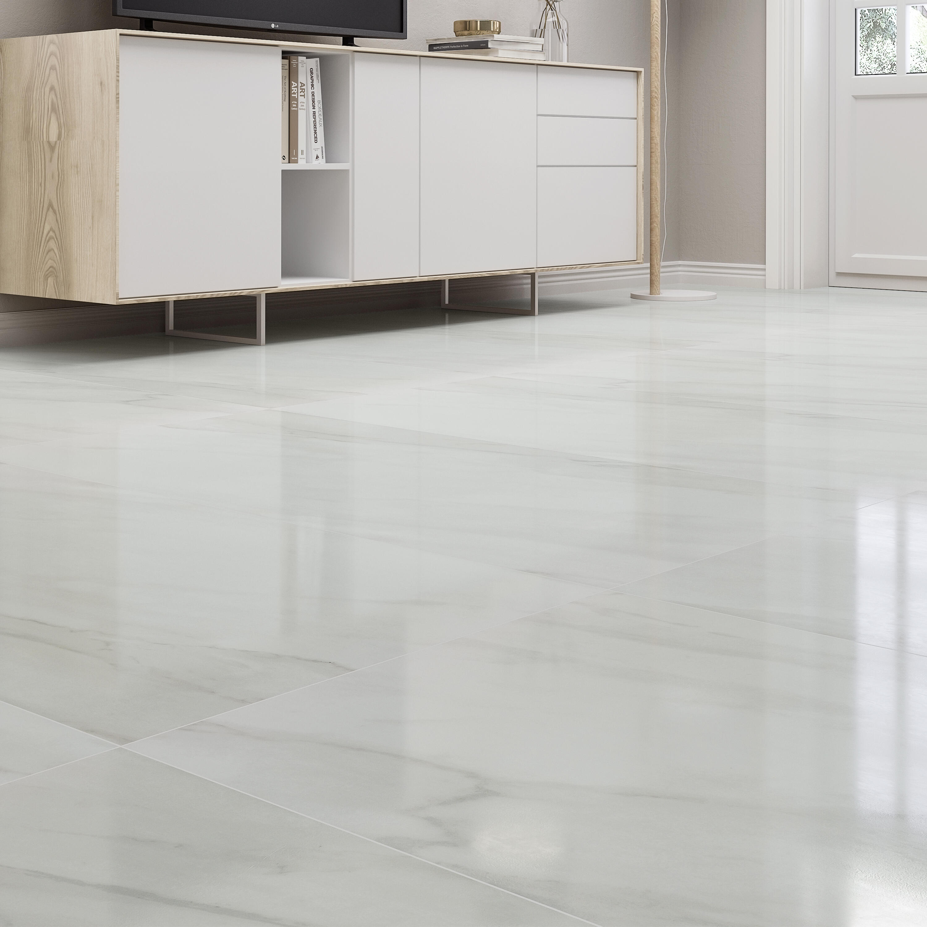 Carrelage sol intérieu /mur effet marbre blanc poli Marmi l.60 x L.120 cm - 2