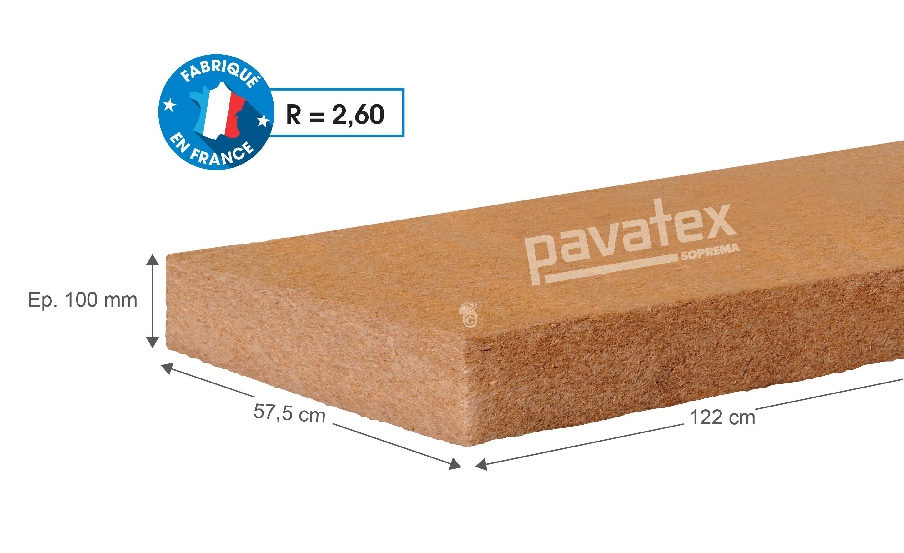 4 panneaux isolants en fibre de bois SOPREMA 122x57,5 cm Ep.10 cm, R=2,60 - 5