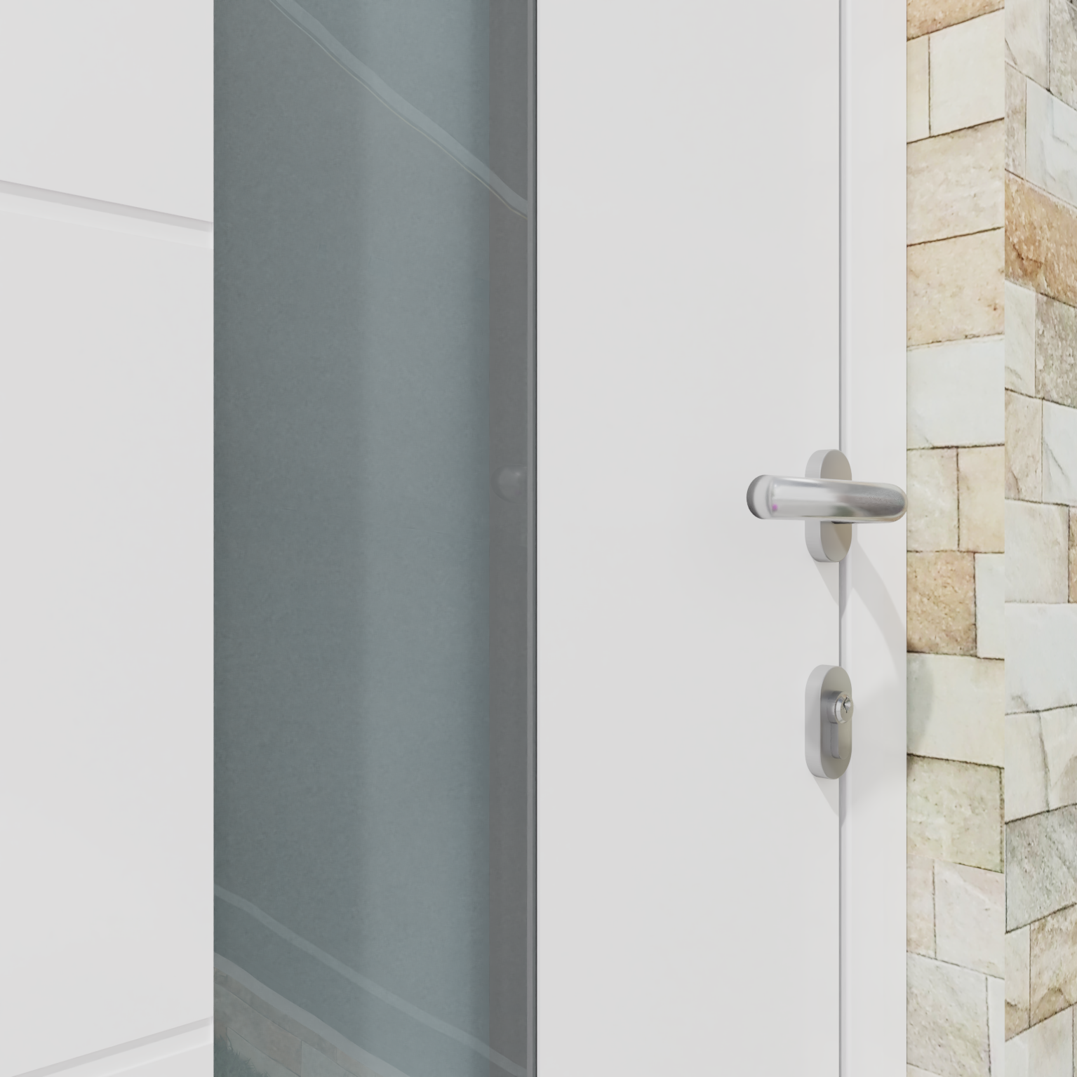 Porte d'entrée Alu Navia Essentiel H.215 x l.90 cm vitrée blanc, pous. gauche - 6